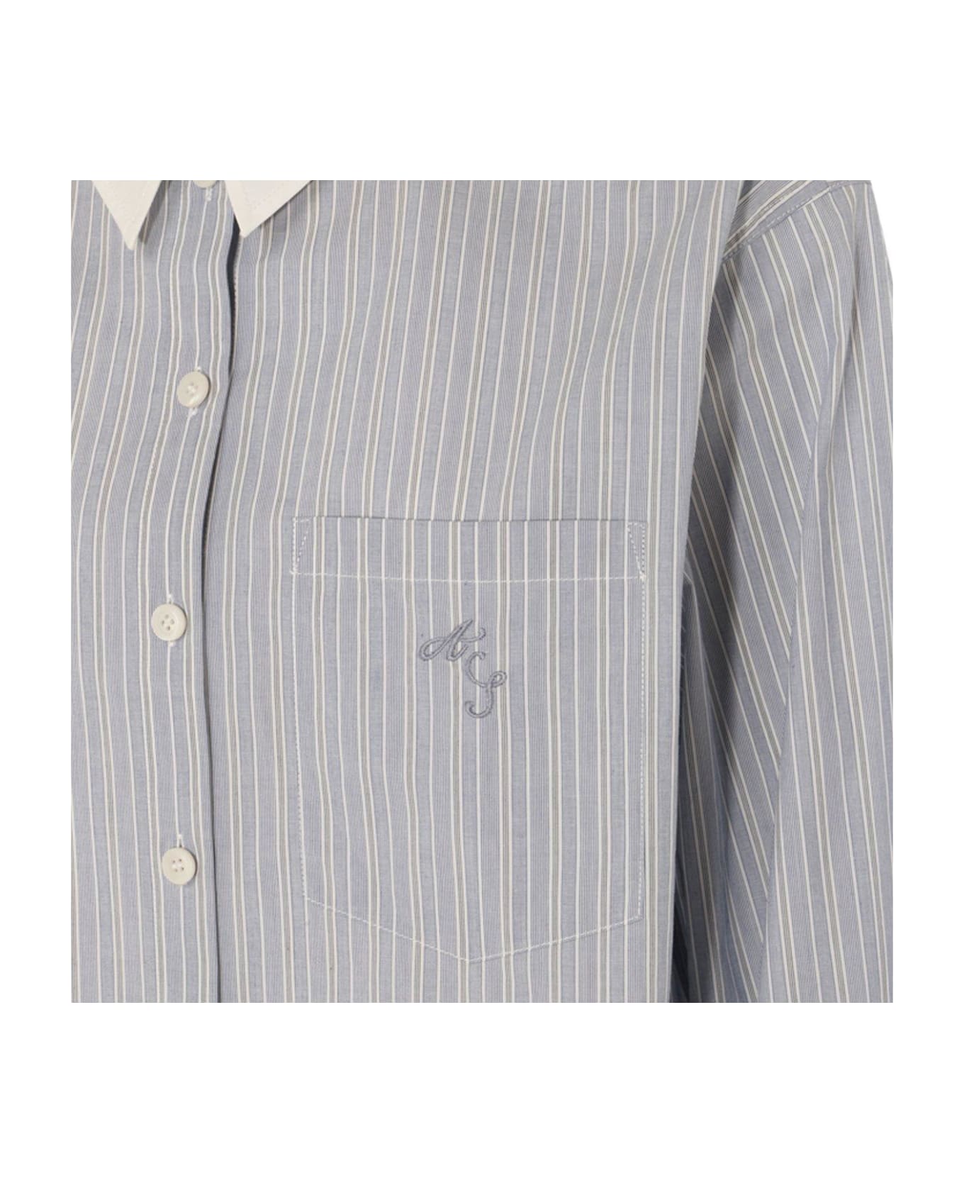 Acne Studios Stripe Detailed Buttoned Shirt - Clear Blue シャツ