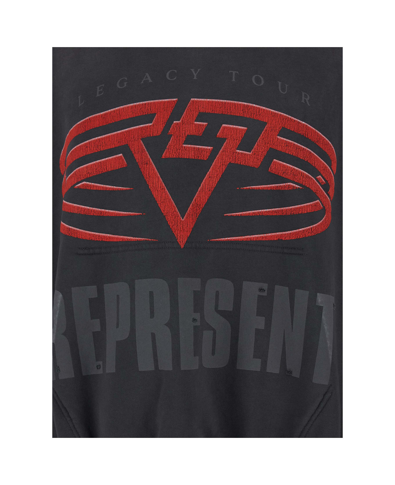 REPRESENT Grey Hoodie With Maxi Logo Print On Front And Rear And Dropped Shoulders In Cotton Man - Grey