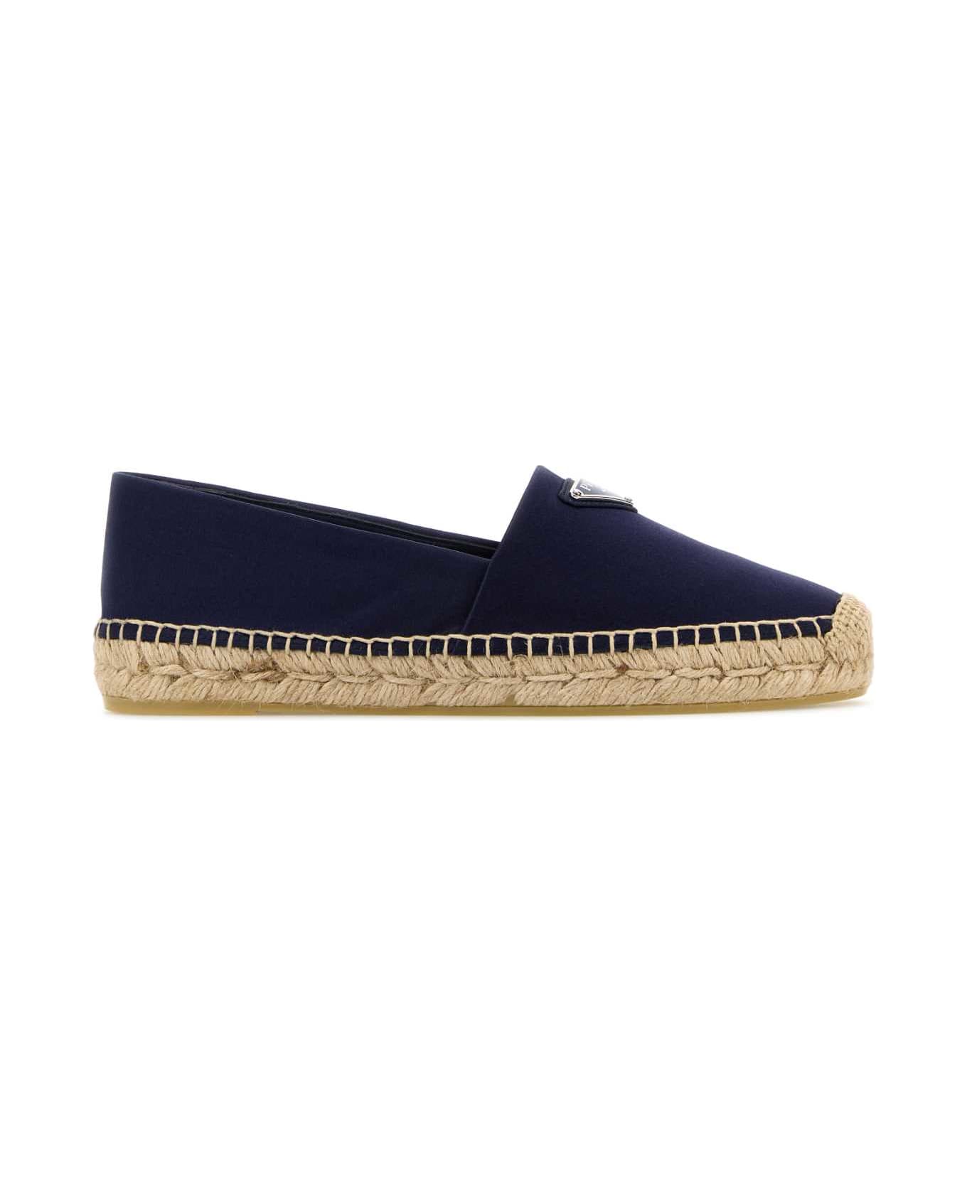 Prada Dark Blue Satin Espadrilles - ANEMONE