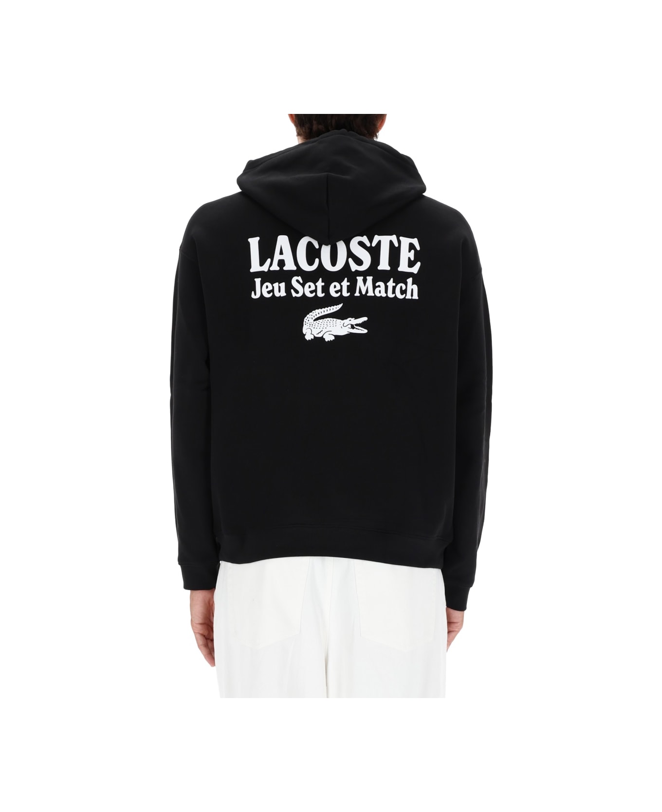 Lacoste Sweatshirt With Logo And Print - BLACK