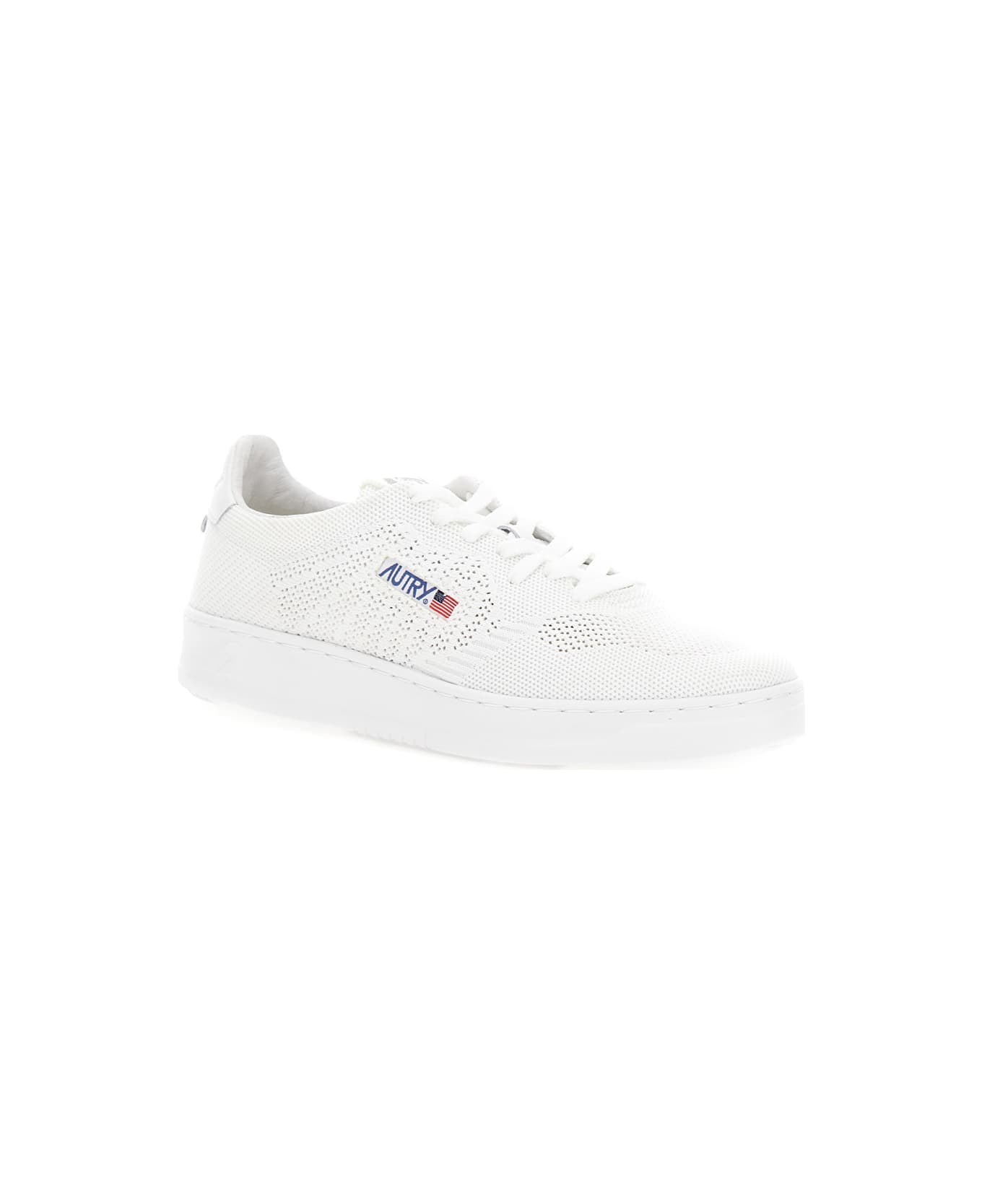 Autry 'medalist Easeknit' White Low Top Sneakers With Perforated Design In Knit Man - White