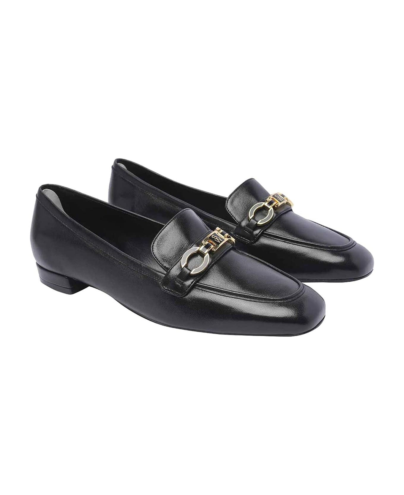 Stuart Weitzman Signature Square Leather Loafers - Black