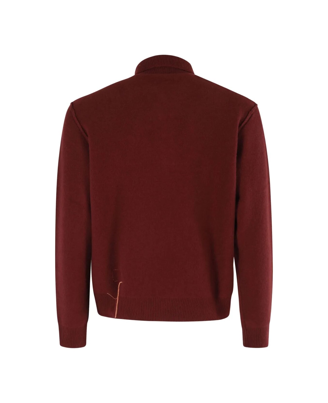 Fortela Woven Wool Zippered Sweatshirt - PRUNE
