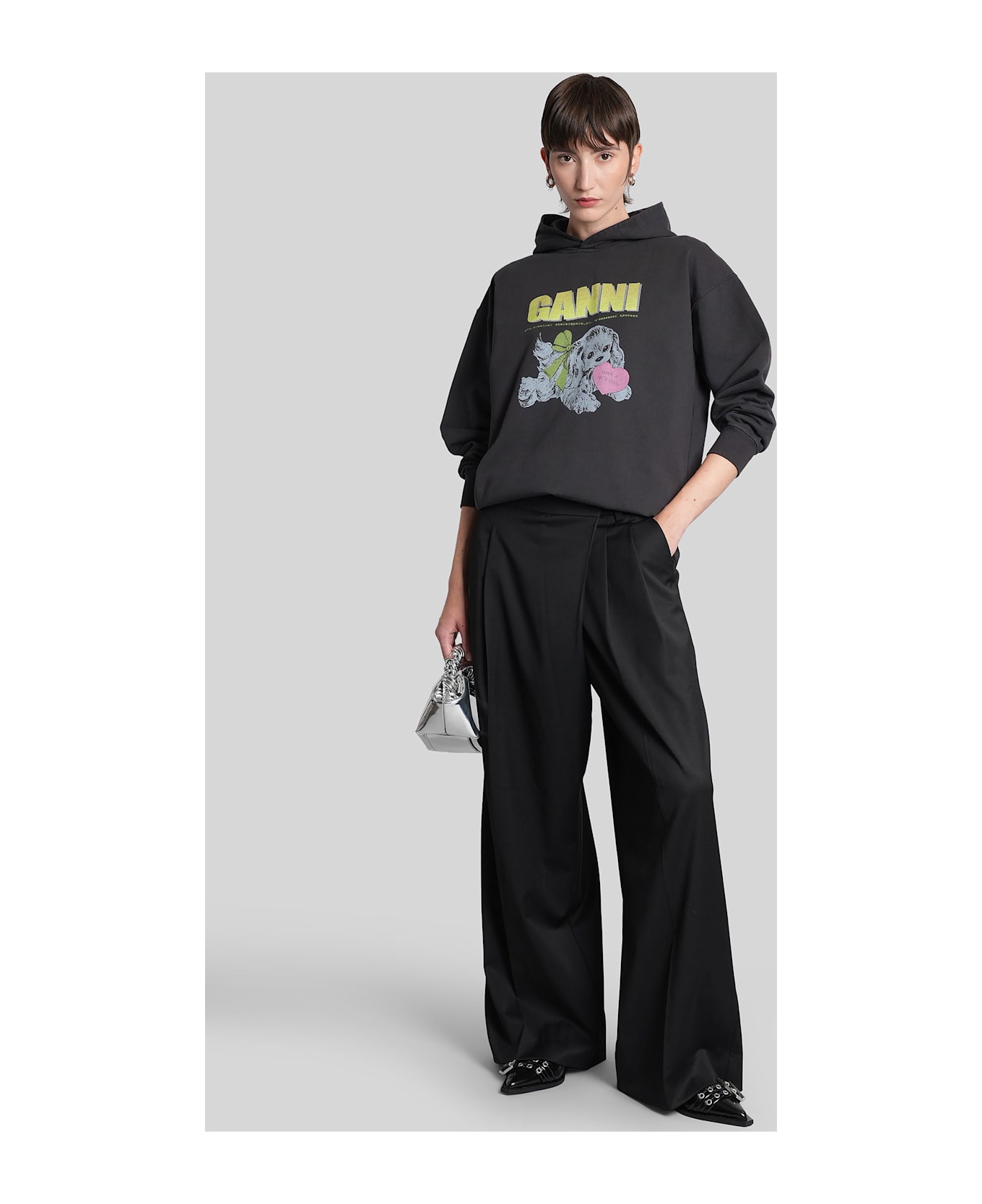 Ganni Sweatshirt In Black Cotton - black