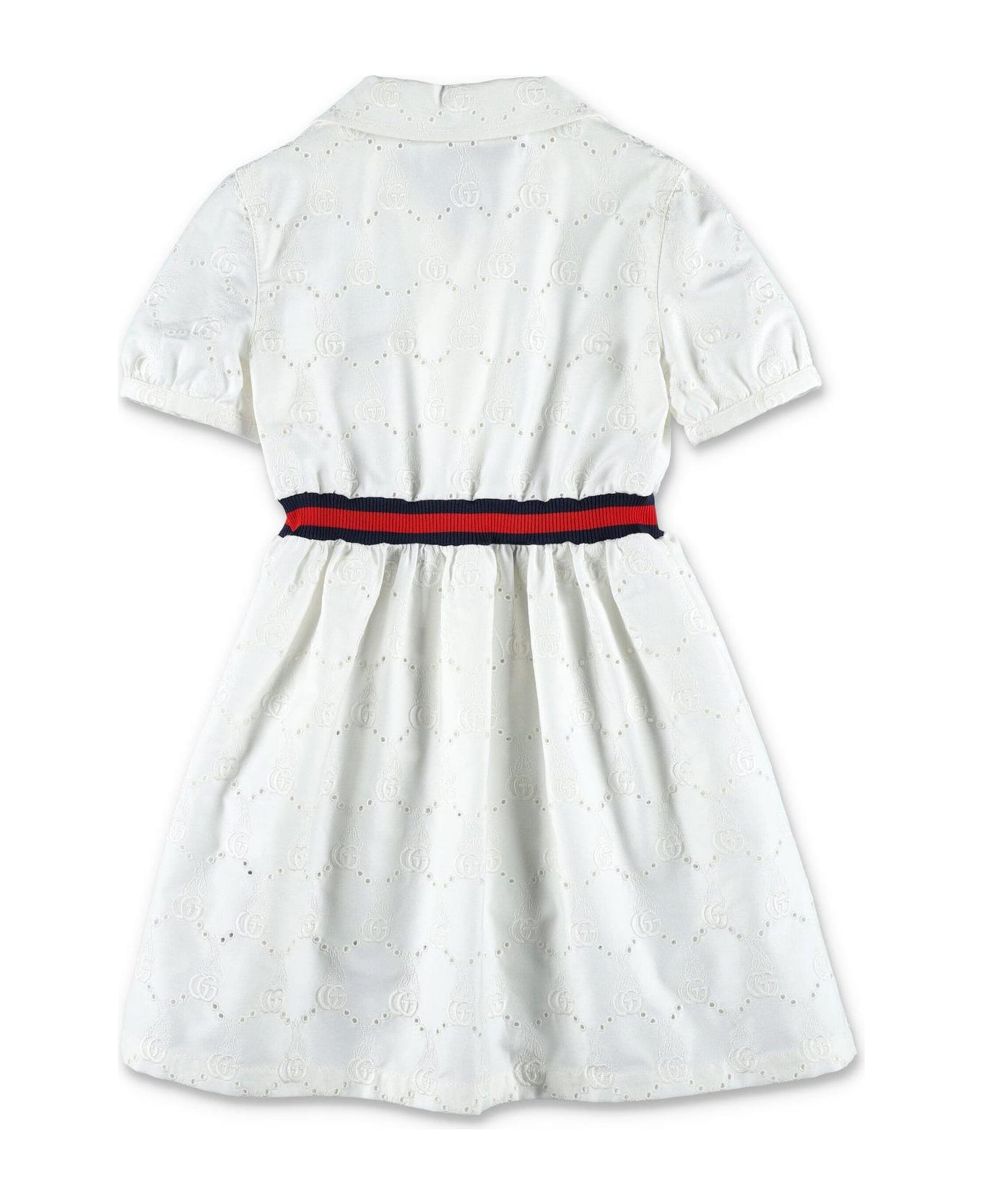 Gucci Allover Logo Embroidered Shirt Dress - Bianco ワンピース＆ドレス