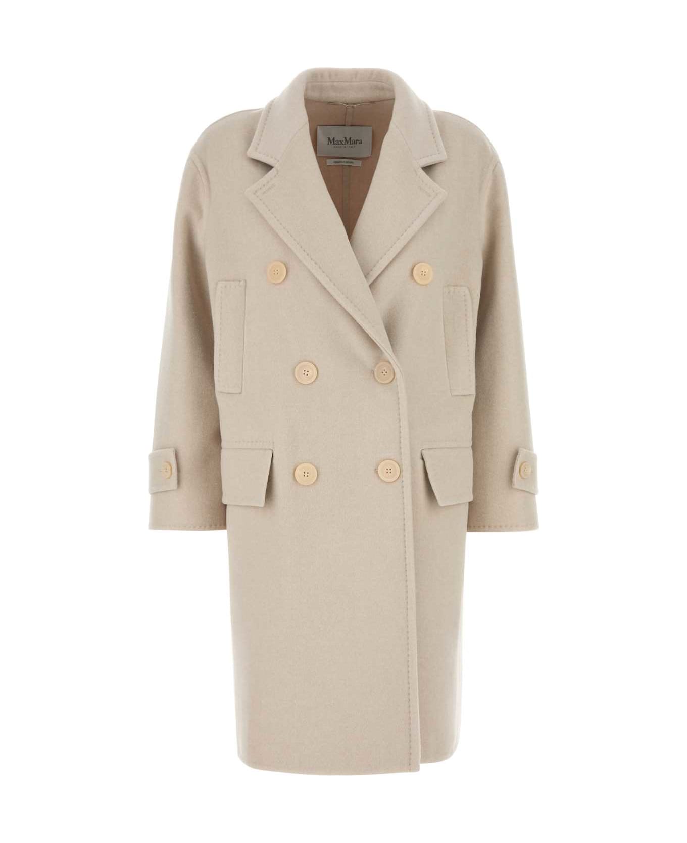 Max Mara Sand Wool Blend Nogara Coat - SABBIA