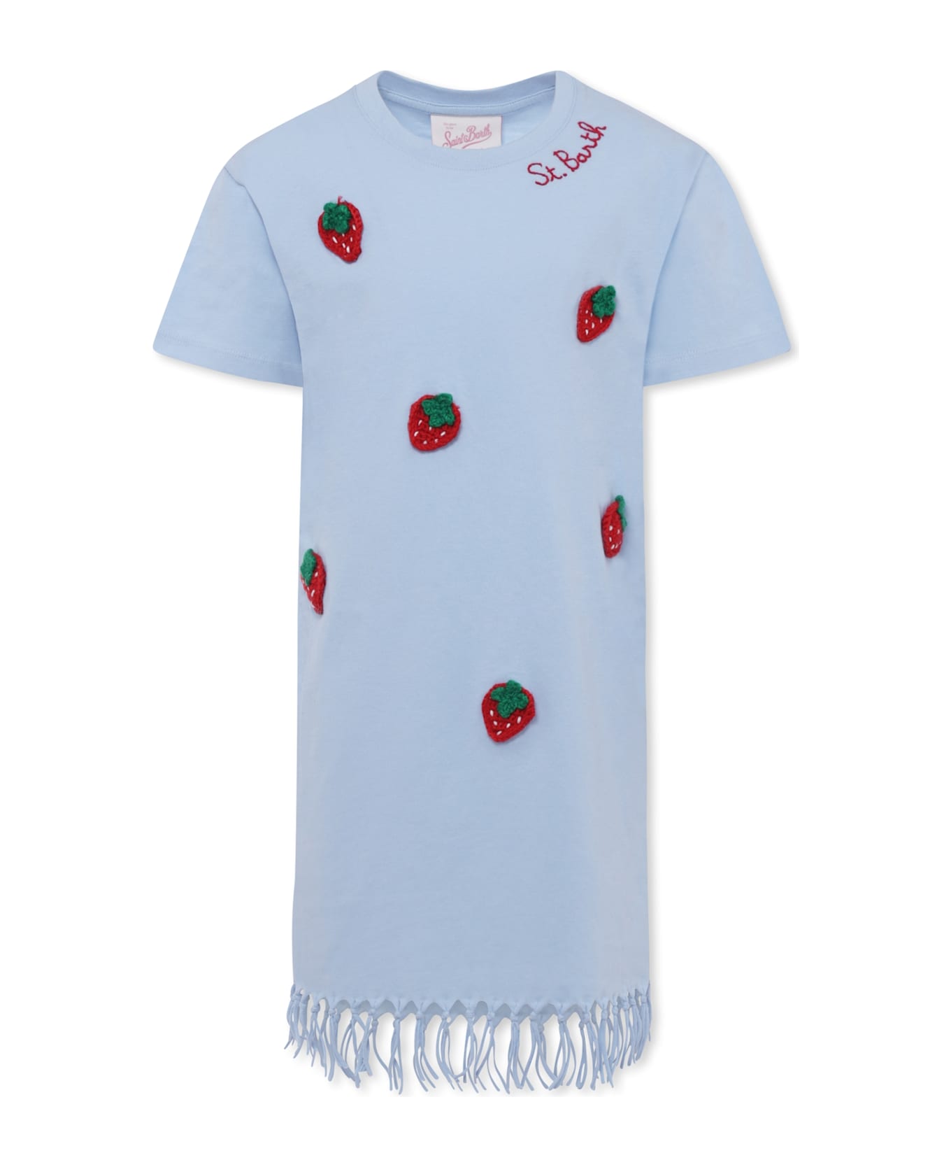 MC2 Saint Barth Light Blue Dress For Girl With Strawberries - Light Blue
