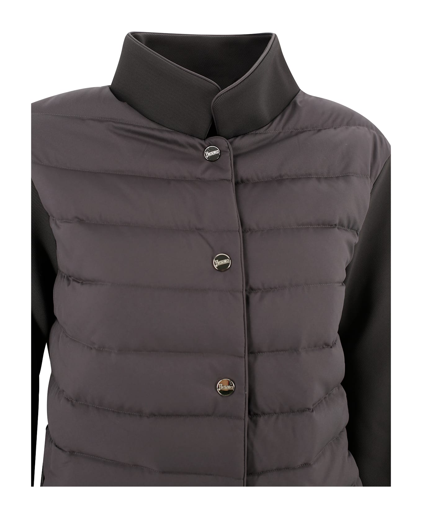 Herno Padded Jacket With Fabric Sleeves - Brown