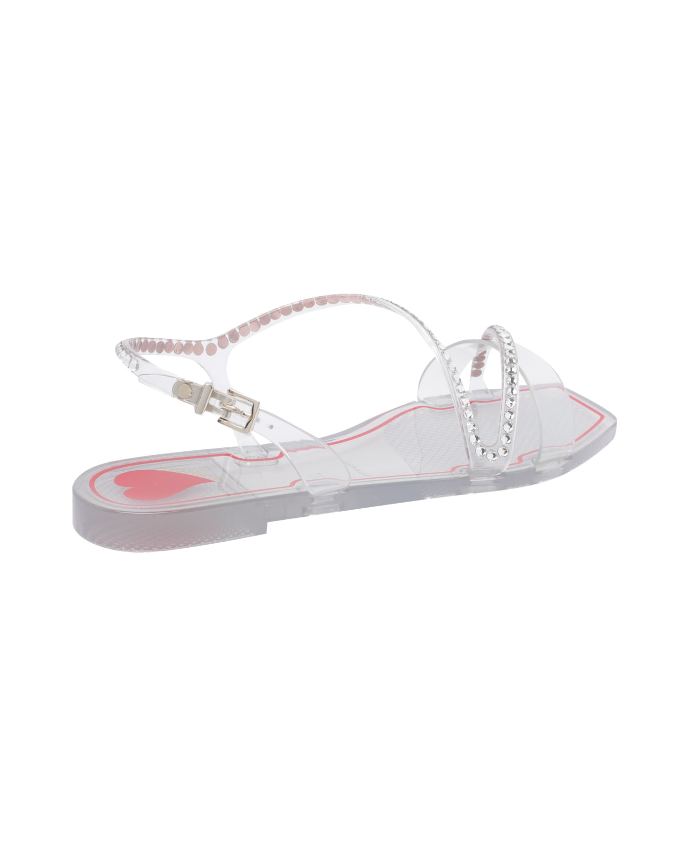 Menghi Rubber Flat Sandals - Silver