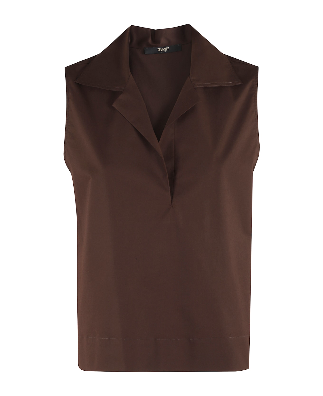 Seventy Top Popeline Fine Cotone Stretch - Testa Di Moro トップス