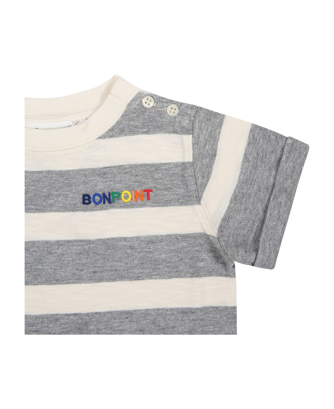 Bonpoint Grey T-shirt For Babykids With Logo - Grey Tシャツ＆ポロシャツ