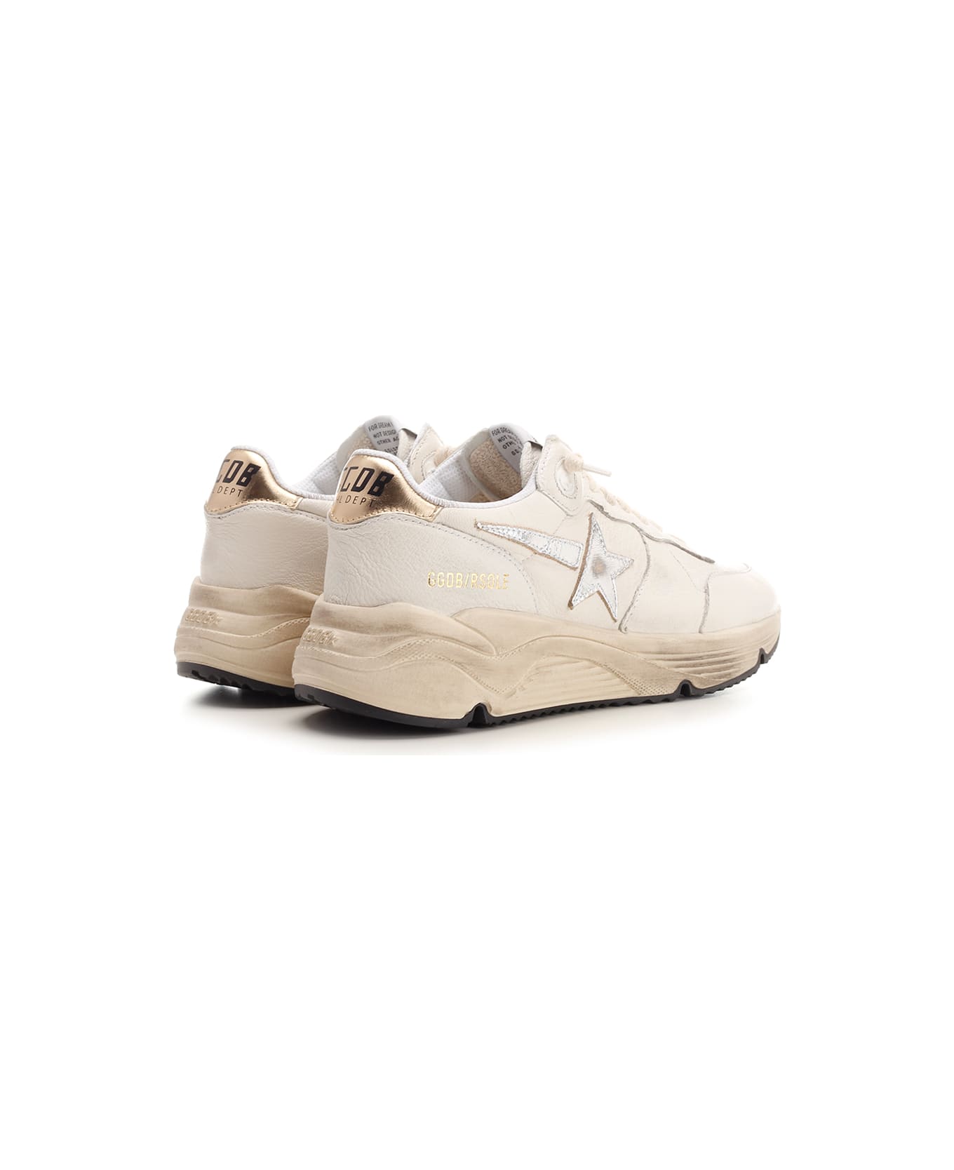 Golden Goose Running Sole Sneakers - White/Silver/Gold