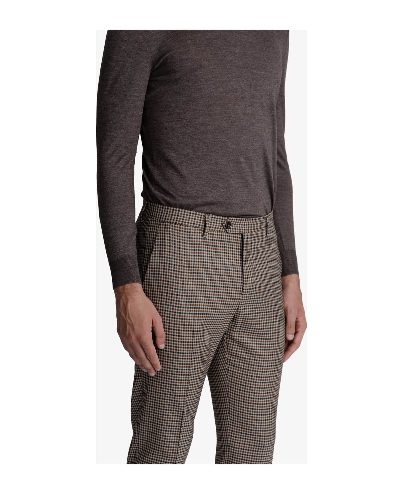Larusmiani Trousers 'checked' Pants - Brown
