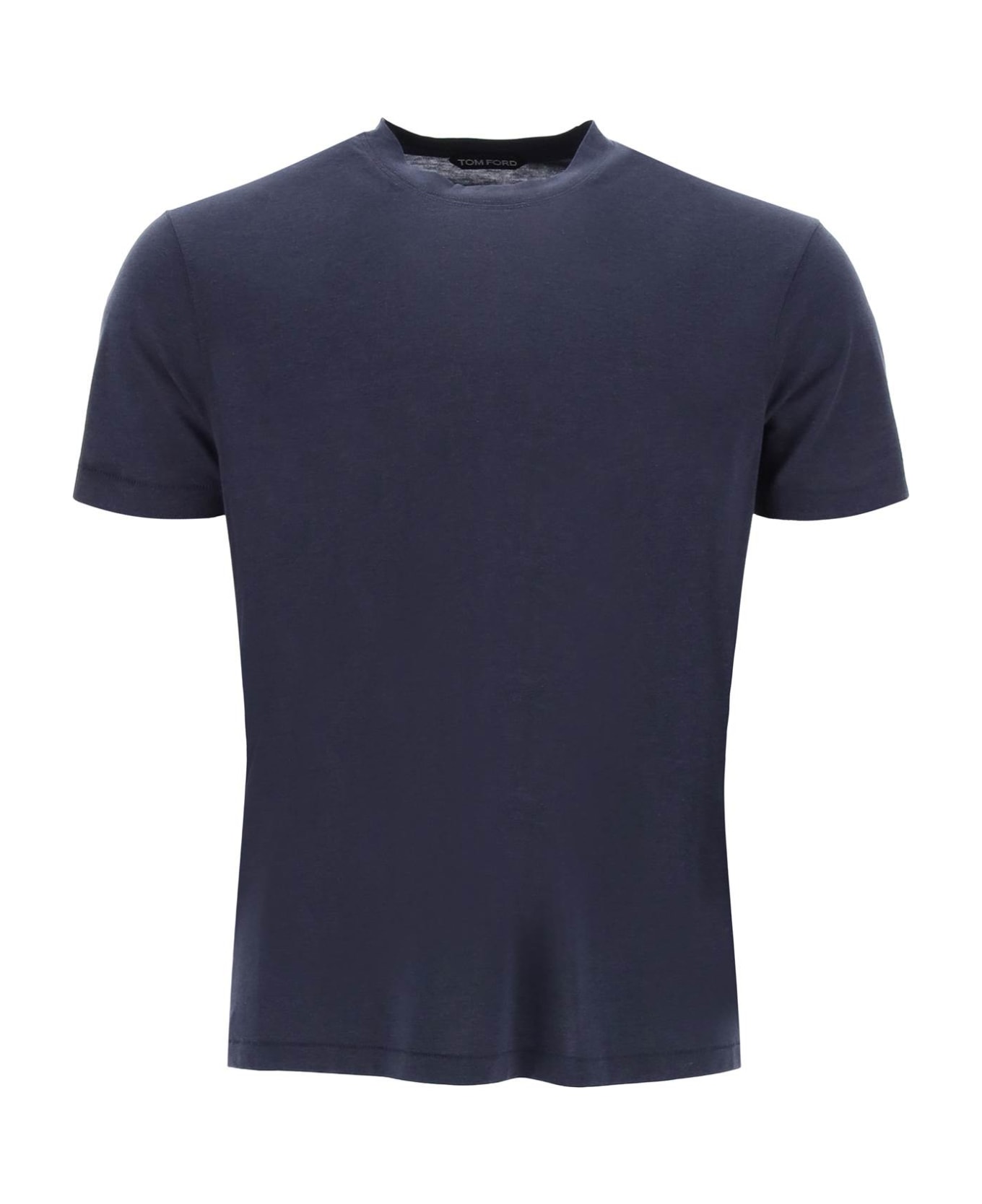 Tom Ford Cottono And Lyocell T-shirt - DARK BLUE (Blue)