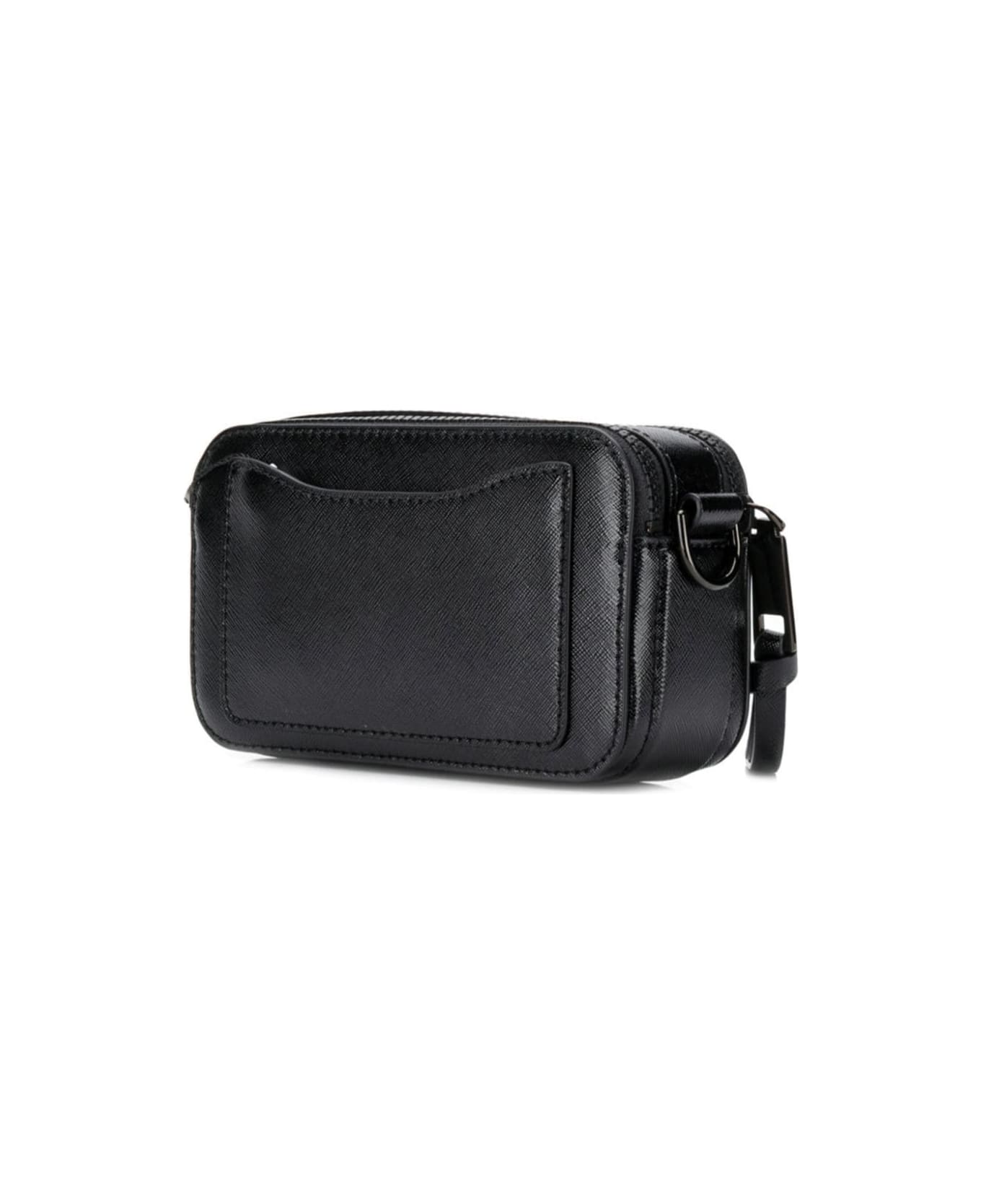 Marc Jacobs 'the Snapshot' Black Shoulder Bag With Metal Logo At The Front In Leather Woman - Black