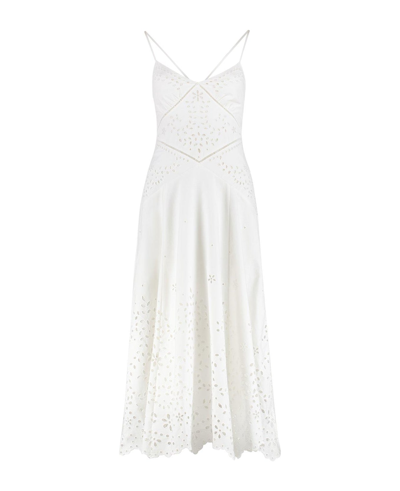 self-portrait Sweetheart Neck Sleeveless Midi Dress - White