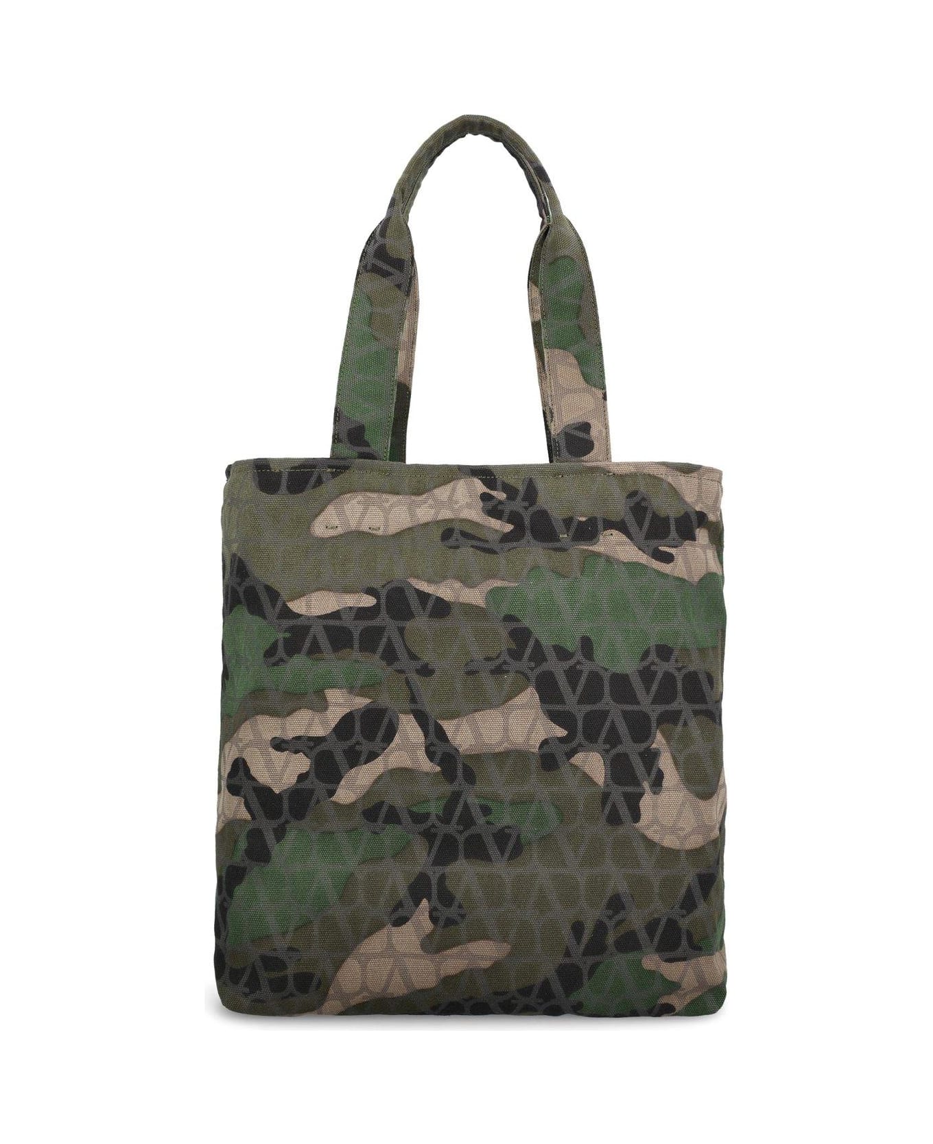 Valentino Garavani Camouflage-patterned Top Handle Bag - Green