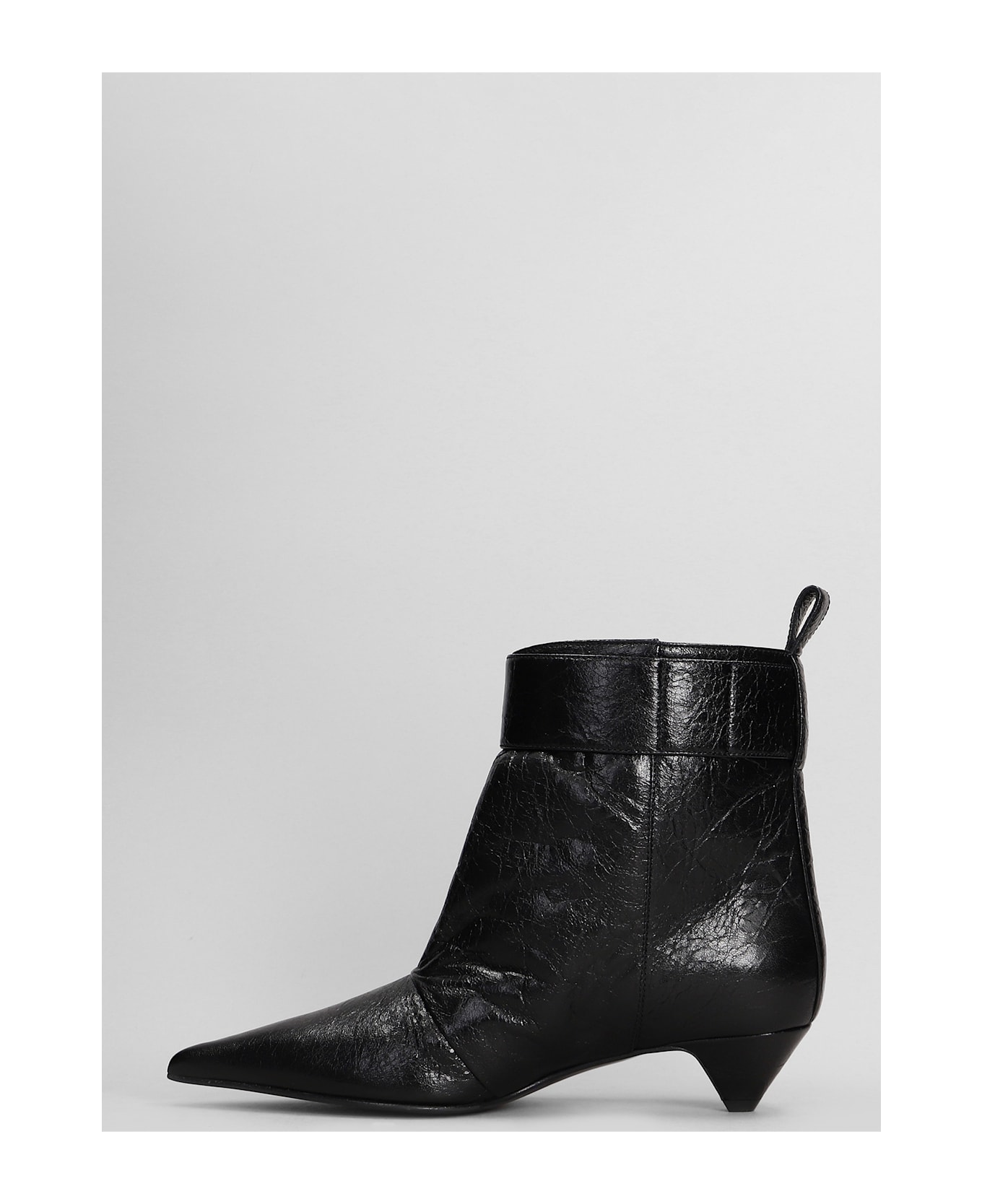 Lella Baldi High Heels Ankle Boots In Black Leather - black