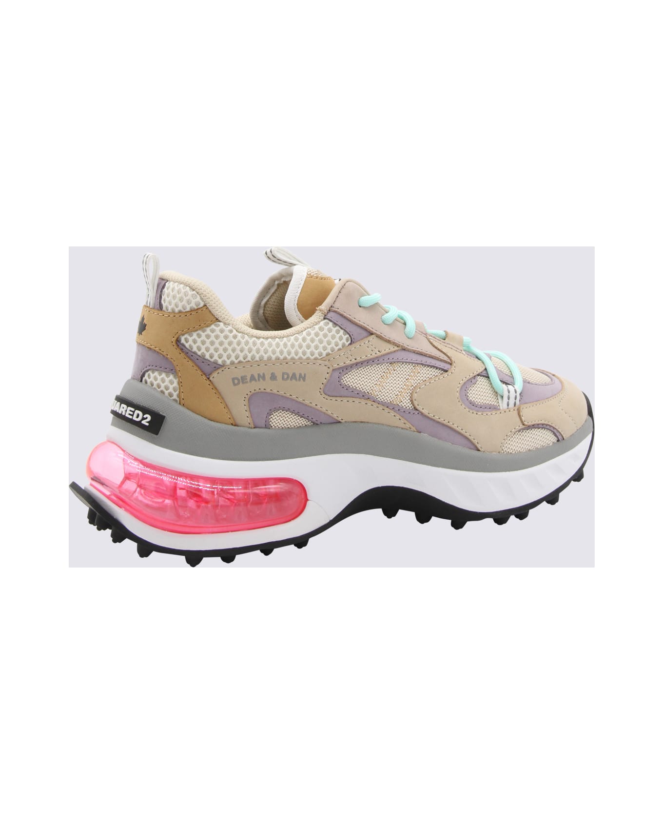 Dsquared2 Leather Sneakers - GREY/PINK/BEIGE