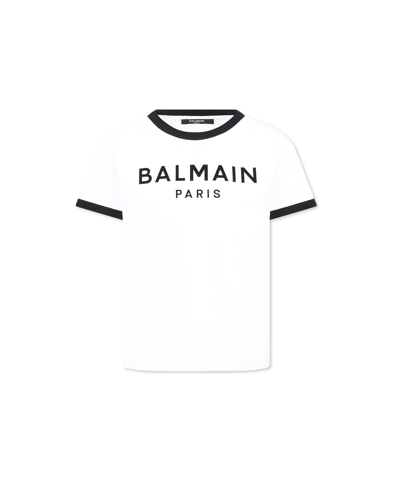 Balmain White T-shirt For Kids With Logo - White