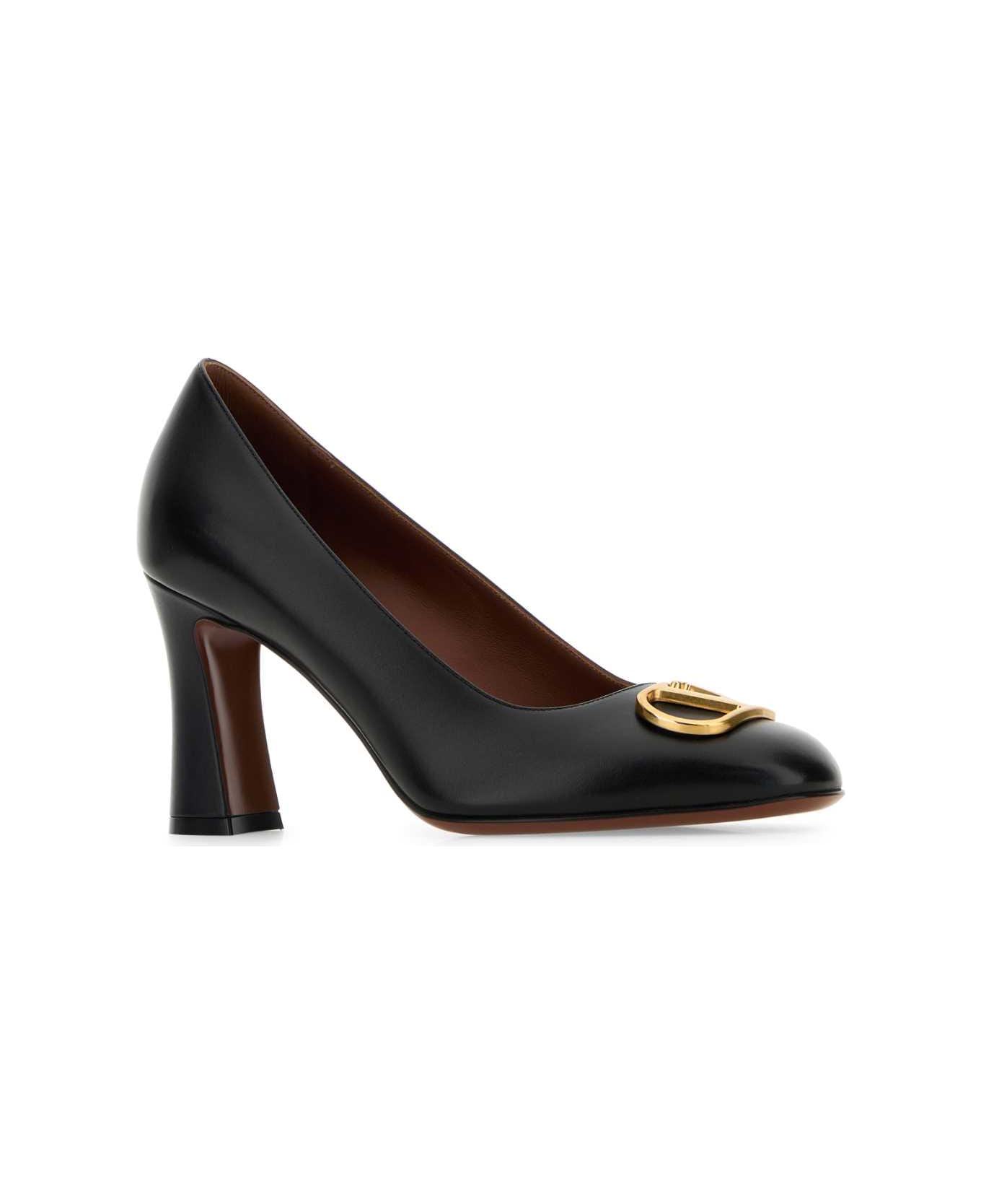 Valentino Garavani Black Leather Vlogo Signature Pumps - NERO