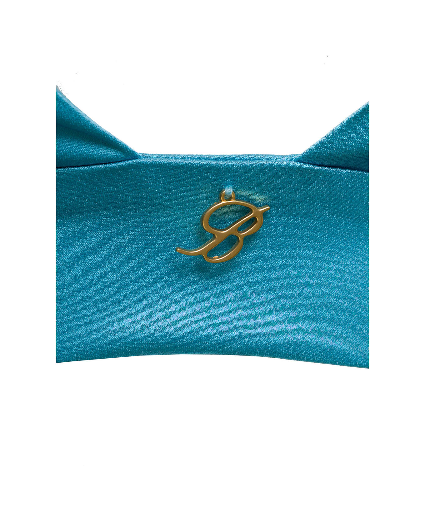 Blumarine Light Blue Triangle Top With Logo In Satin Woman - Light blue ランジェリー＆パジャマ