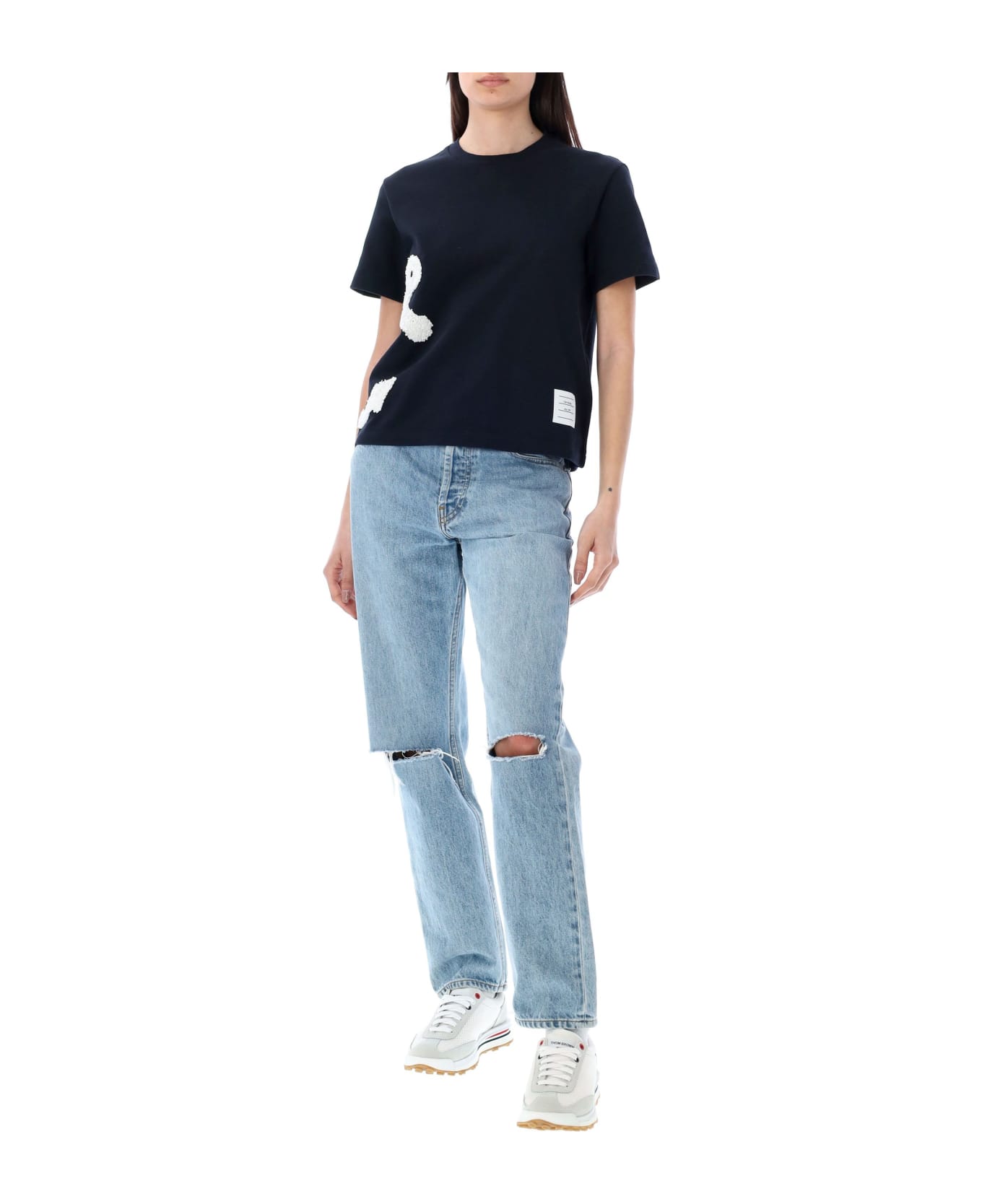 Thom Browne Boucle Embroidery Tshirt - Blue