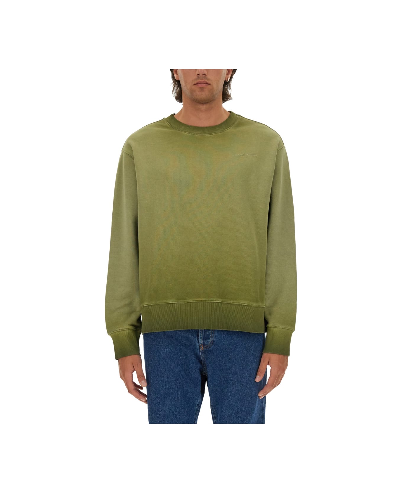 MSGM Washed Out Jersey Sweatshirt - GREEN