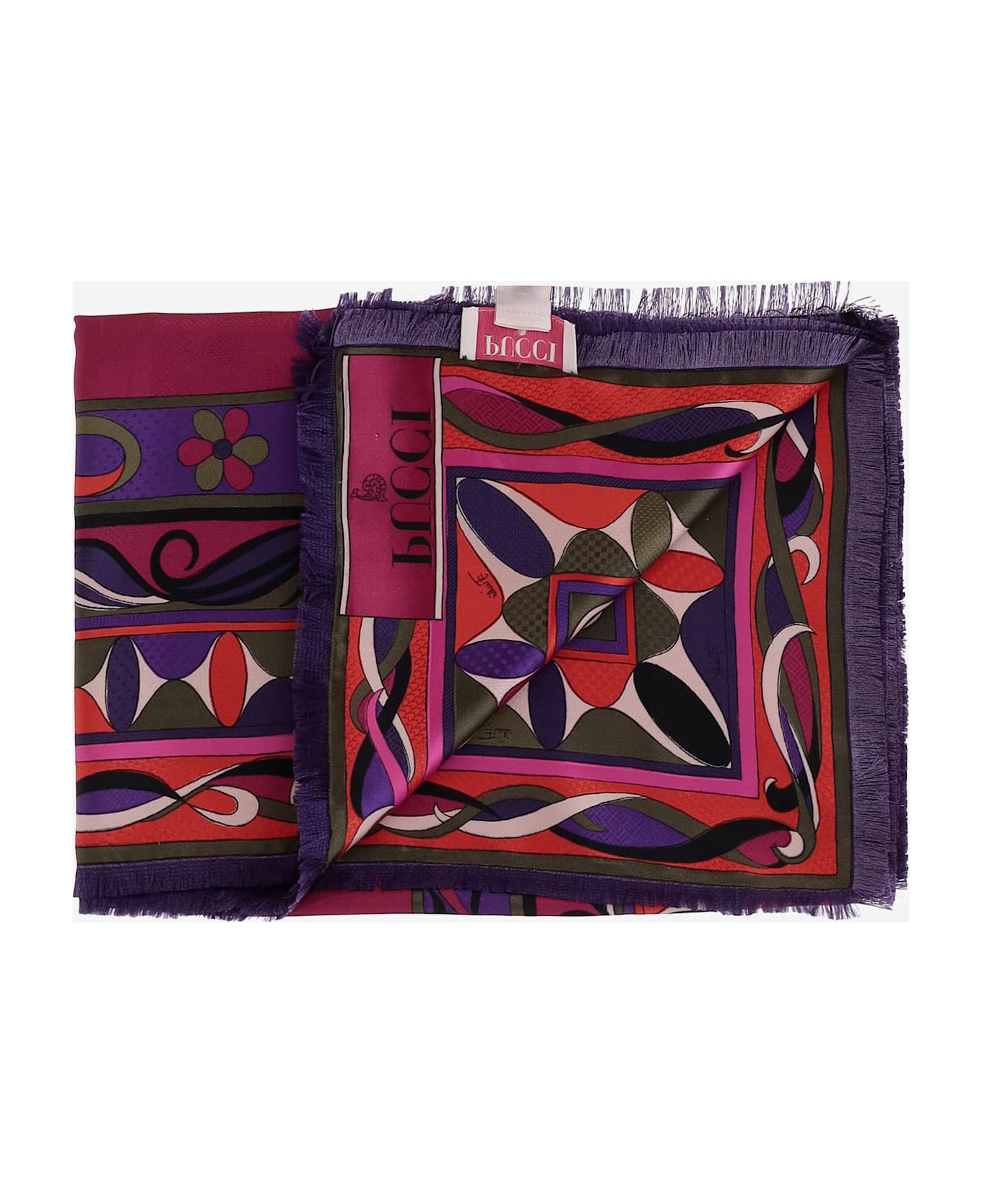 Pucci Printed Silk Scarf - Red