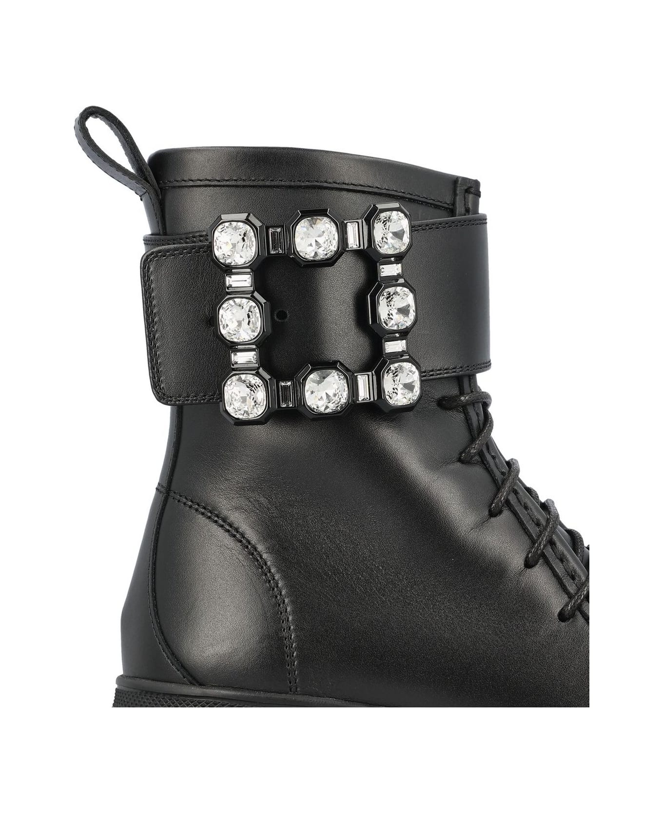 Roger Vivier Embellished Lace-up Boots - Black