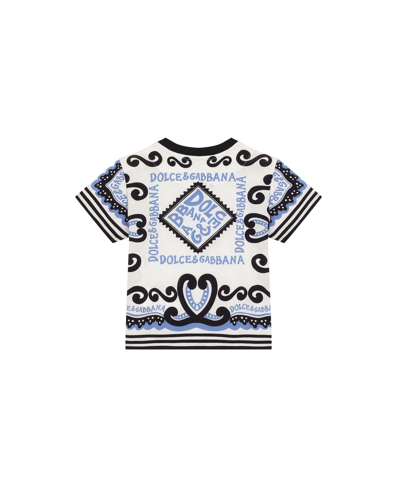 Dolce & Gabbana Navy Print Jersey T-shirt - Blue Tシャツ＆ポロシャツ