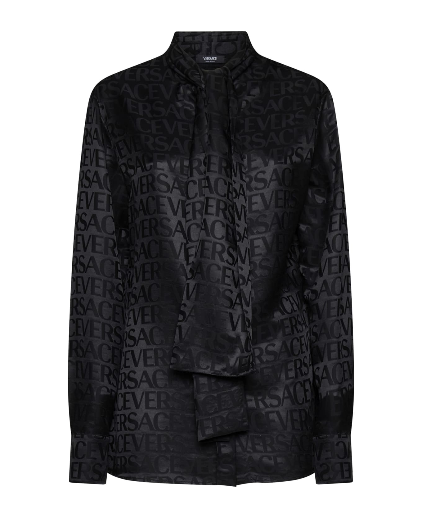 Versace Printed Satin Blouse - Black
