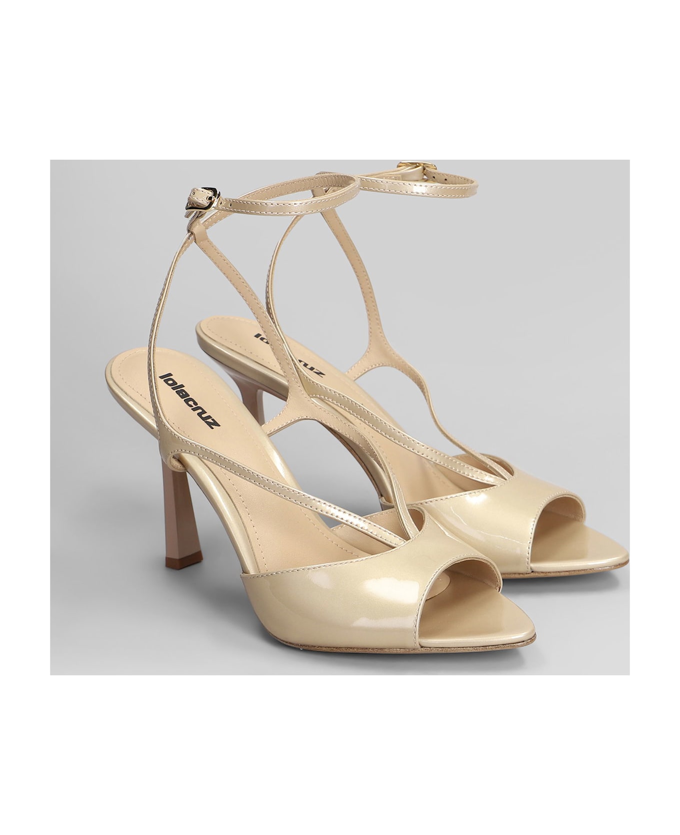 Lola Cruz Streep Heel 95 Sandals In Powder Leather - powder