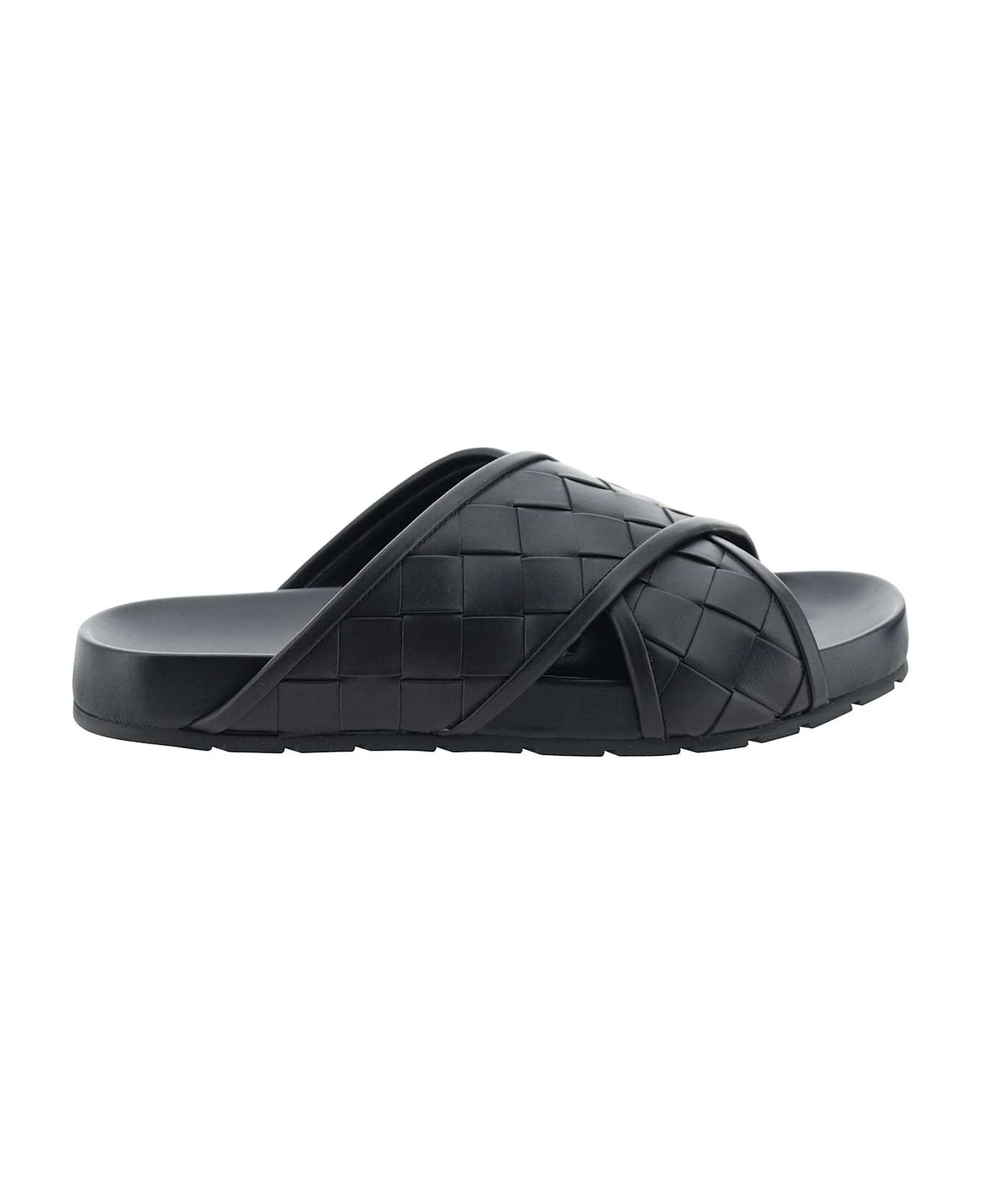 Bottega Veneta Intrecciato Leather Sandals - Black