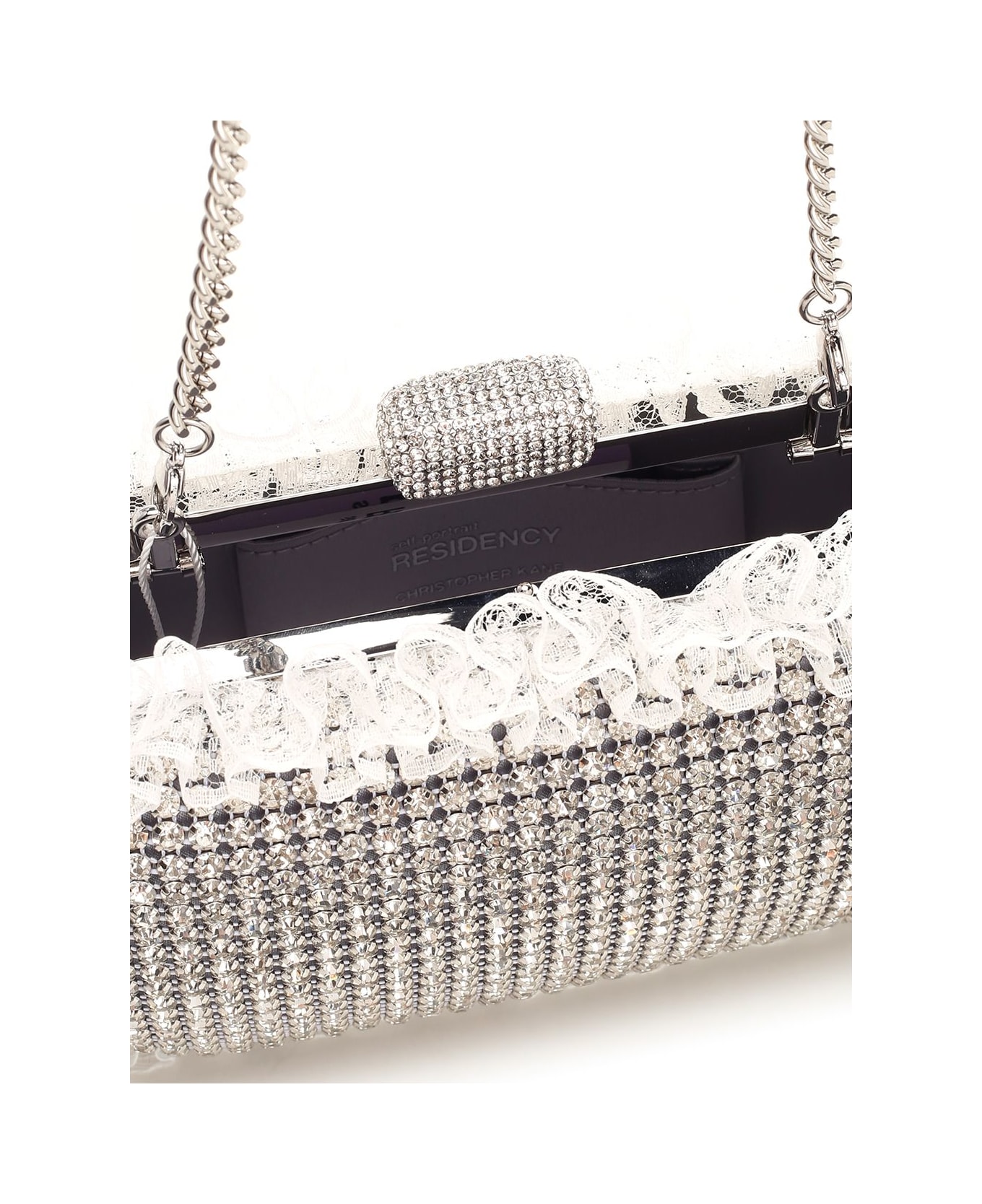 self-portrait Crystal Clutch - Silver