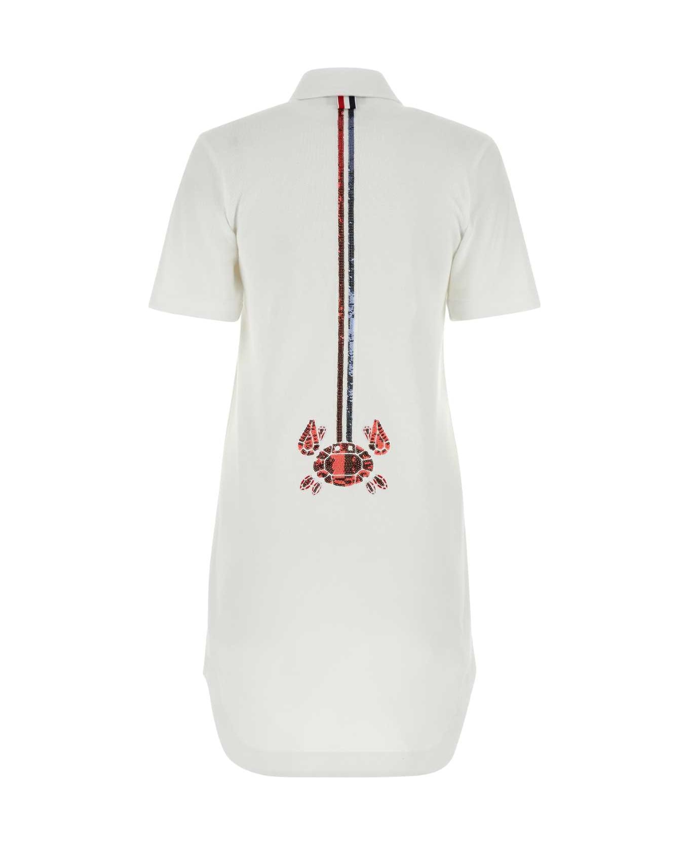 Thom Browne White Piquet Mini Shirt Dress - White