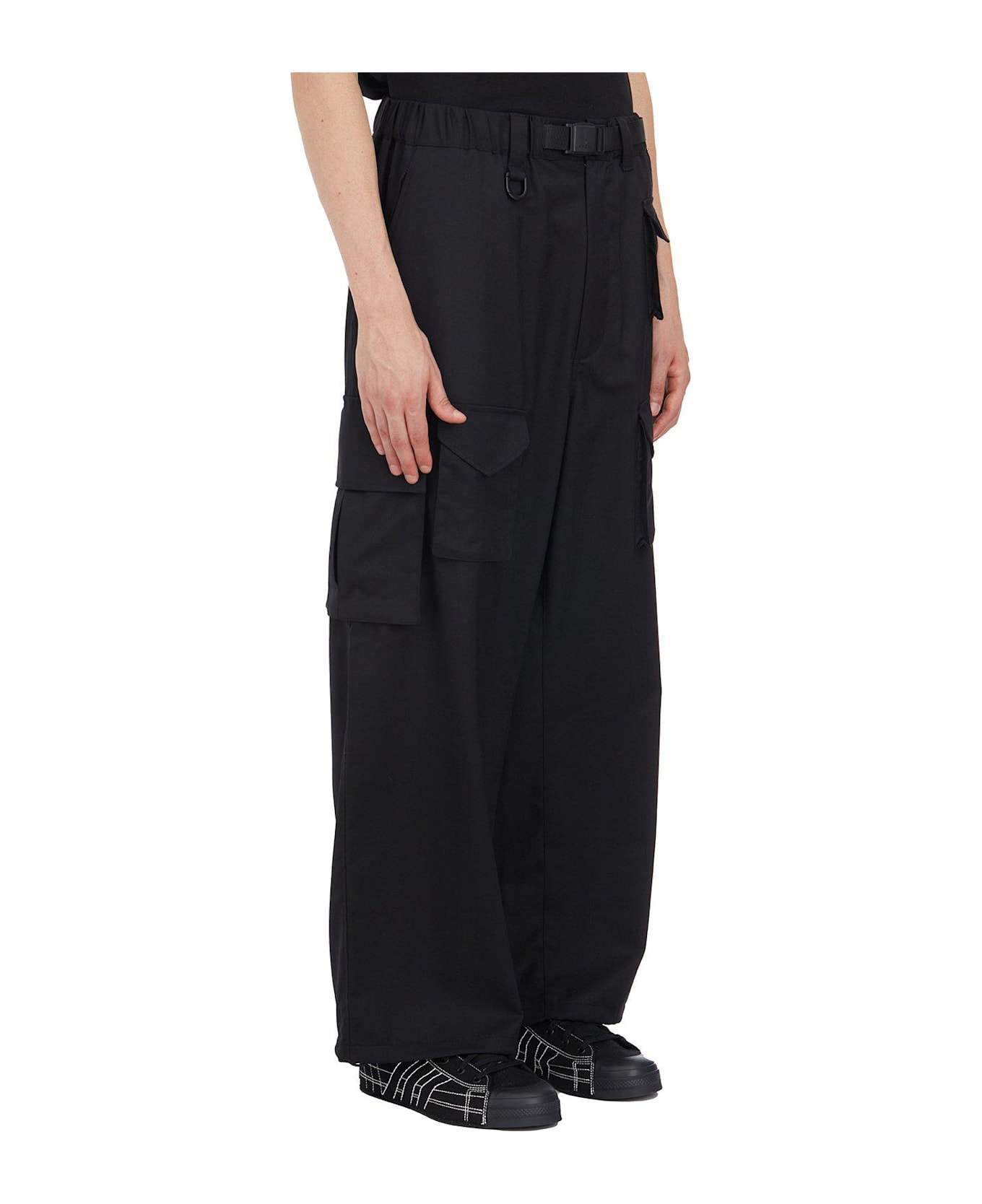 Y-3 Wide-leg Belted Cargo Pants - BLACK