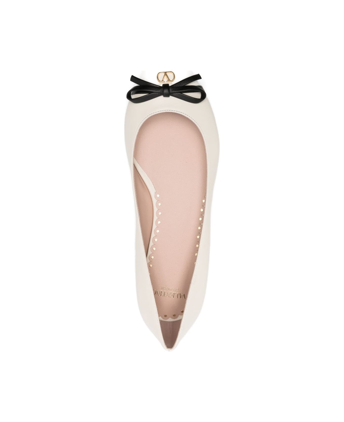 Valentino Garavani Bepointy Leather Ballets - Ivory