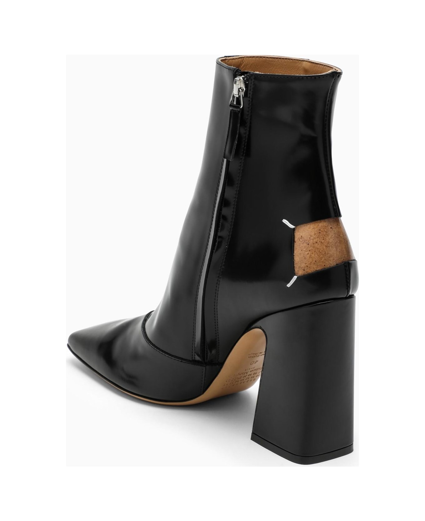 Maison Margiela Black Shiny Leather Ankle Boots