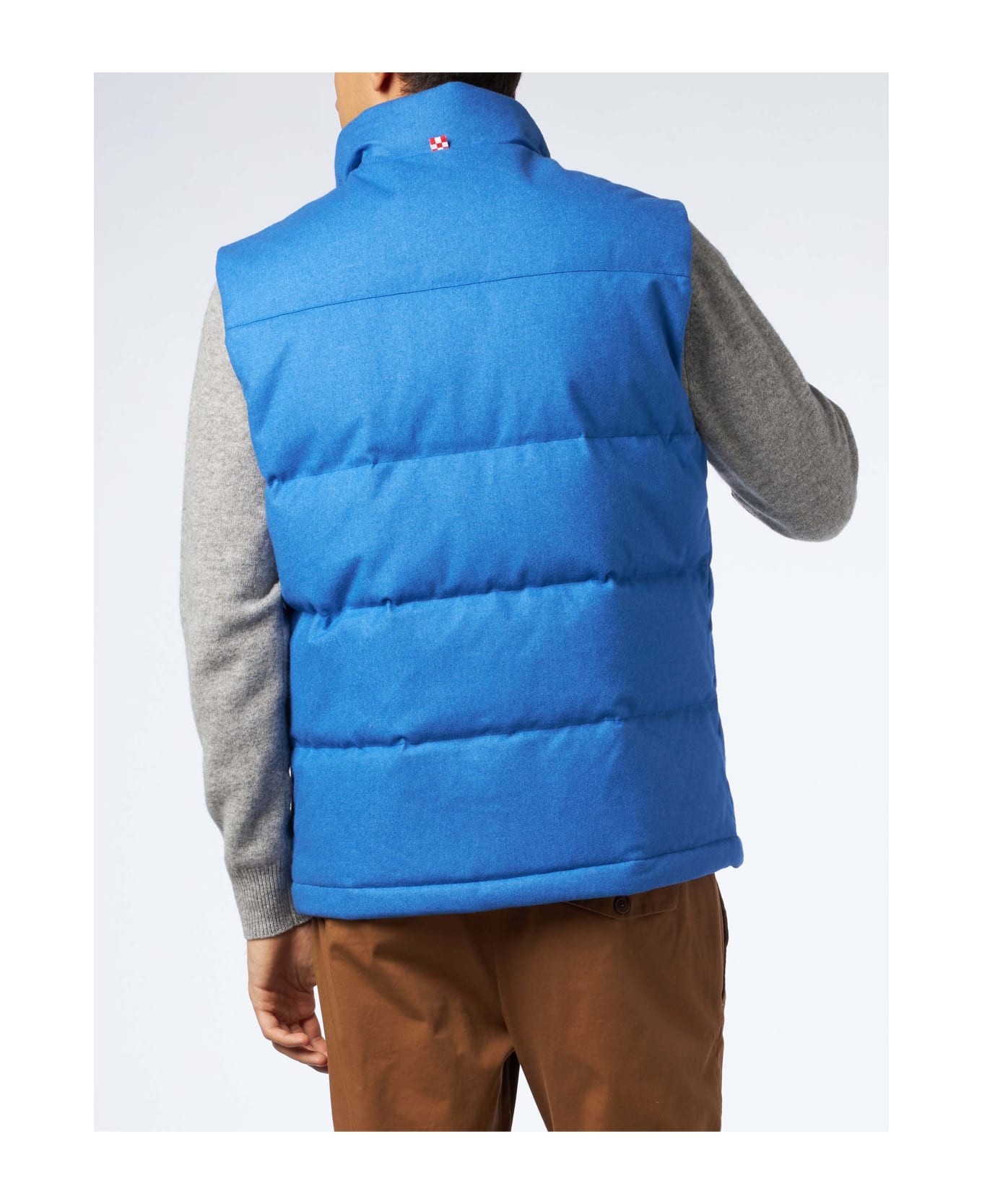 MC2 Saint Barth Man Down Padded Wooly Bluette Vest With Pockets - SKY