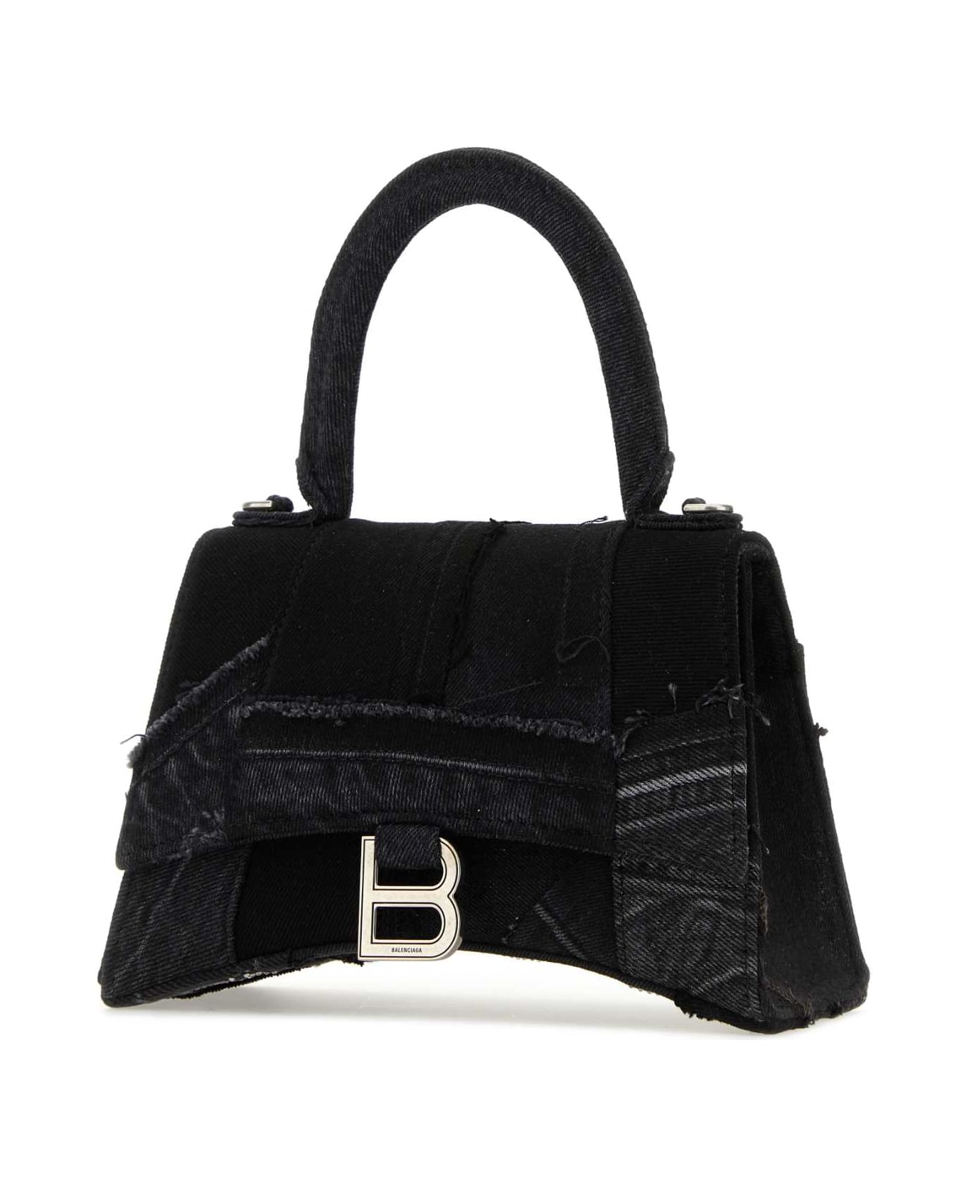 Balenciaga Black Denim Small Hourglass Handbag - 1004