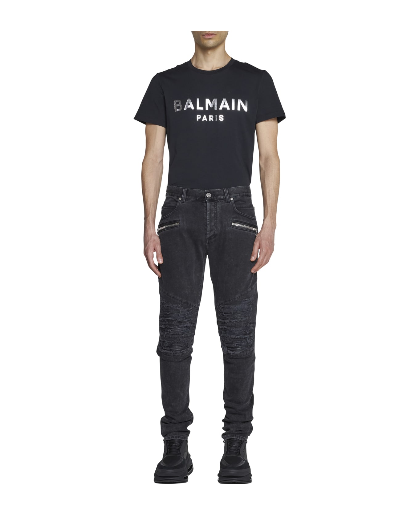 Balmain printed Jeans - Noir delave