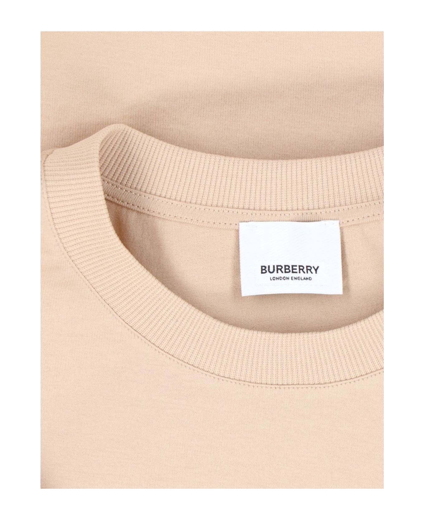 Burberry Logo Embroidered Crewneck T-shirt - Soft Fawn