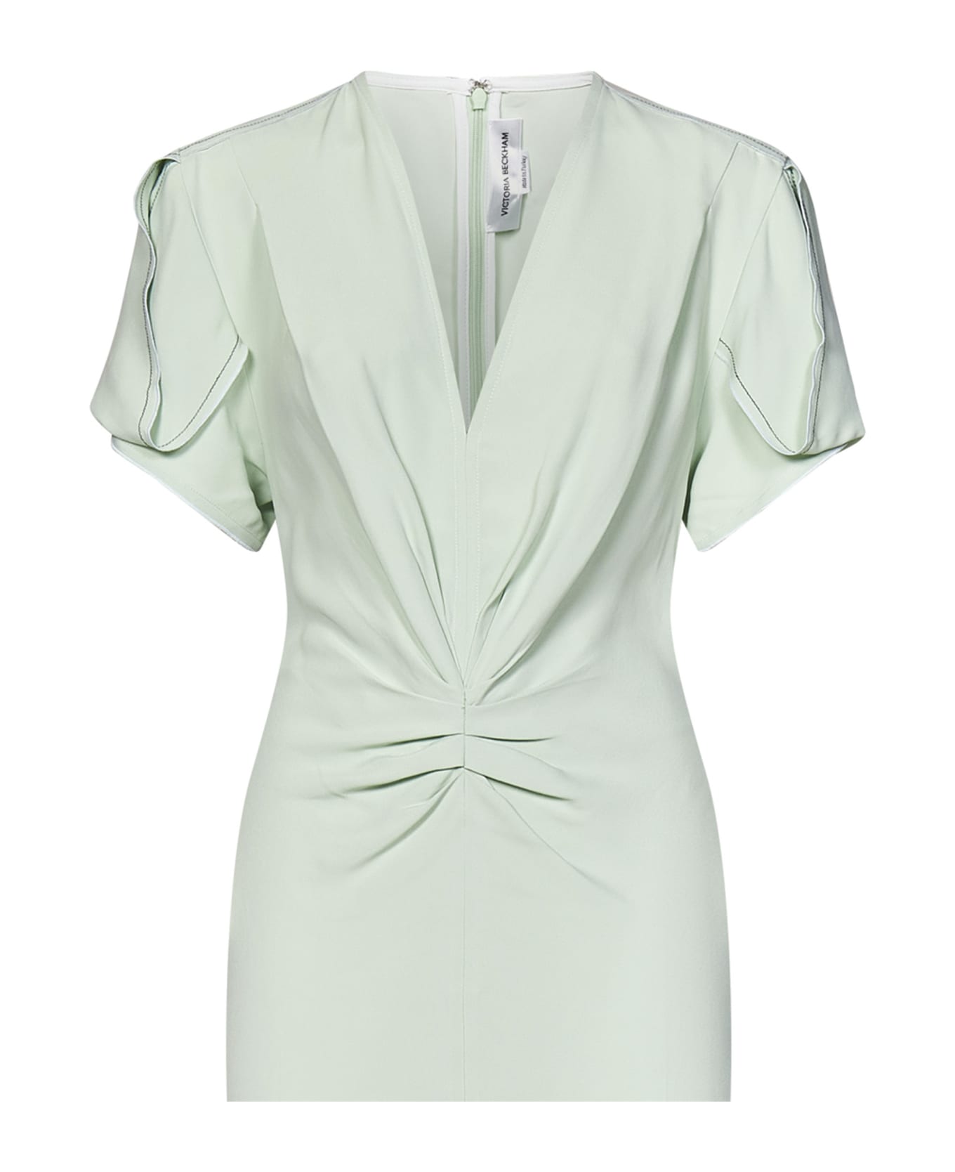 Victoria Beckham Gathered V-neck Midi Dress Midi Dress - Green