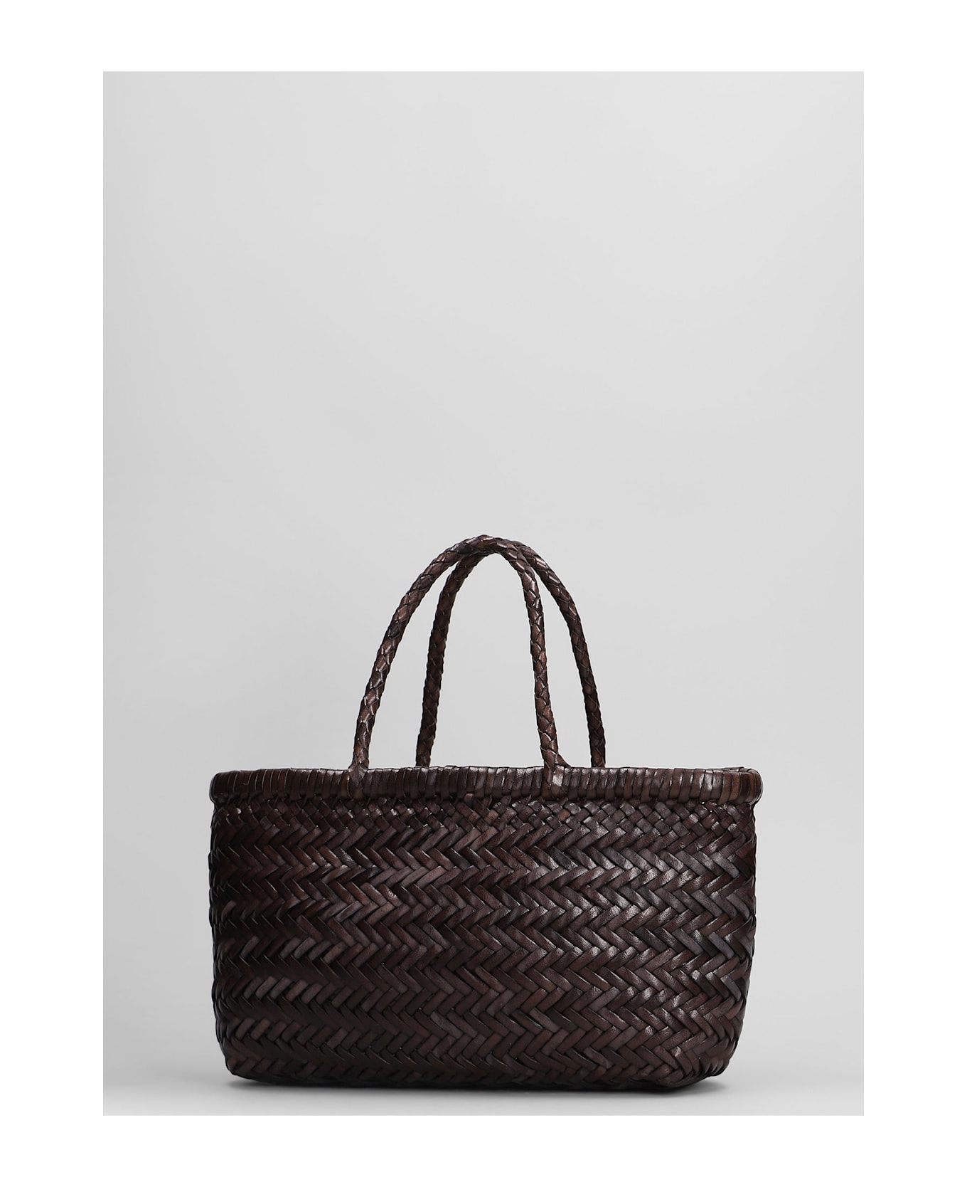 Dragon Diffusion Mini Flat Gora Baskt Hand Bag In Brown Leather - brown
