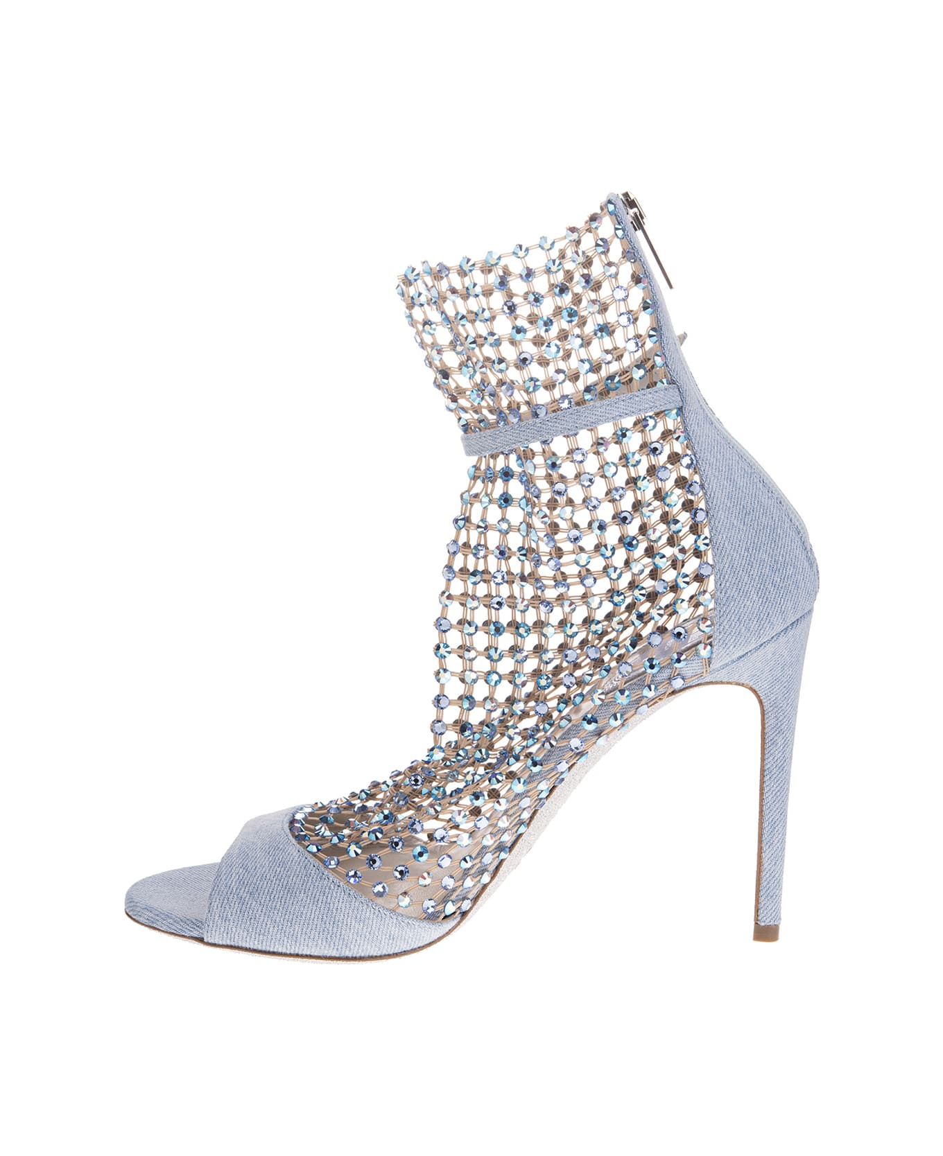 René Caovilla "galaxia"105 Suede Sandal - Light denim