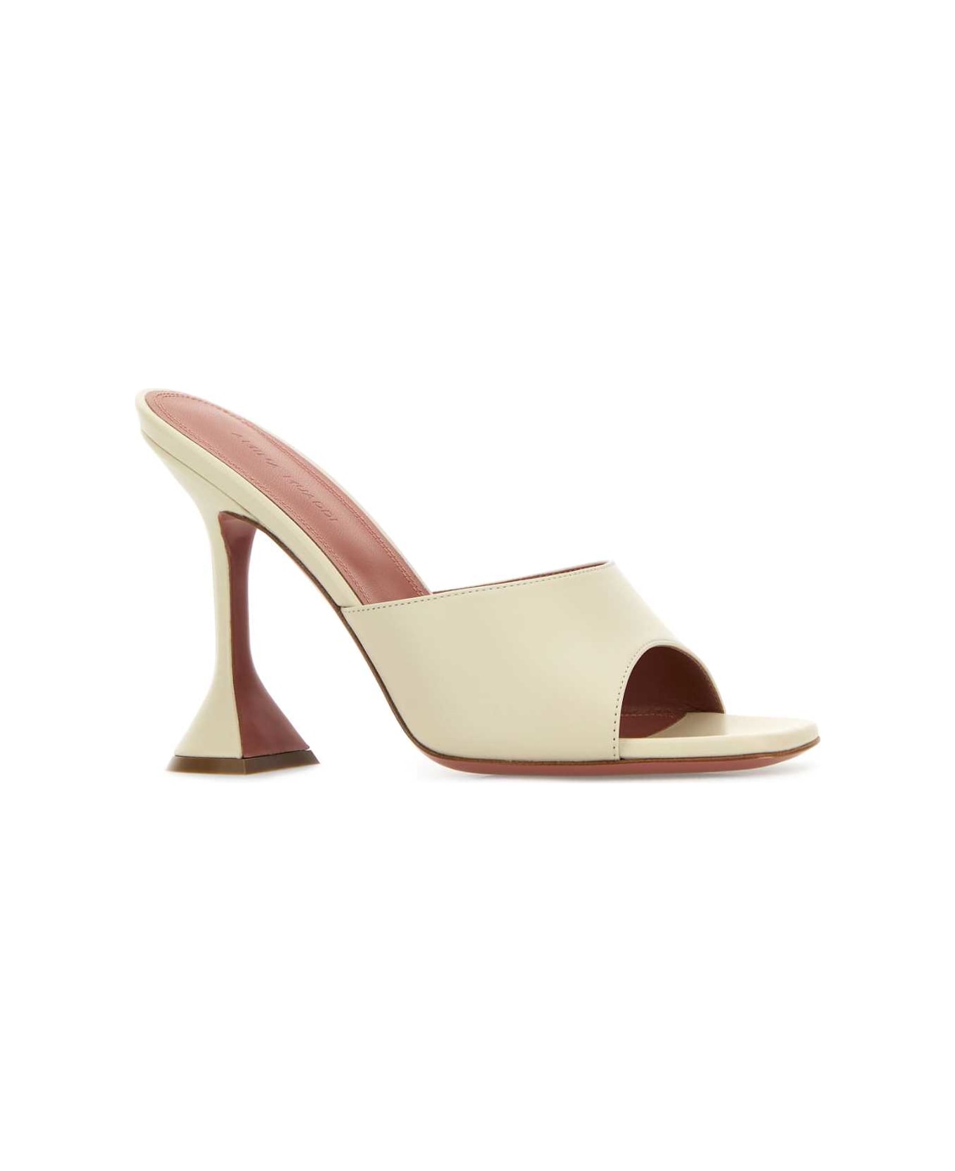 Amina Muaddi Sand Nappa Leather Lupita Mules - ALMOND95MMCLHEEL