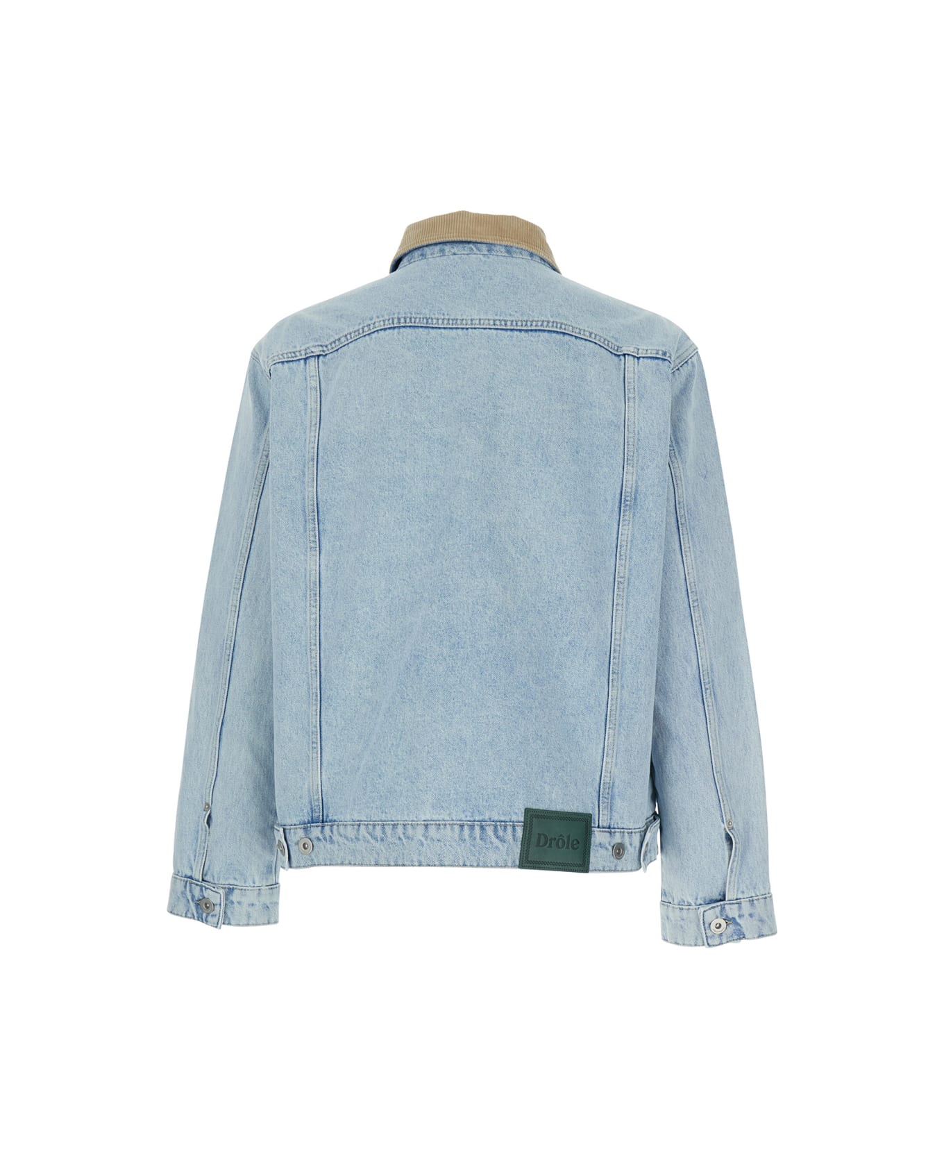 Drôle de Monsieur 
la Veste Jean Délavée
 Light Blue Jacket With Corduroy Classic Collar And Logo Patch On The Rear In Denim Man - Light blue