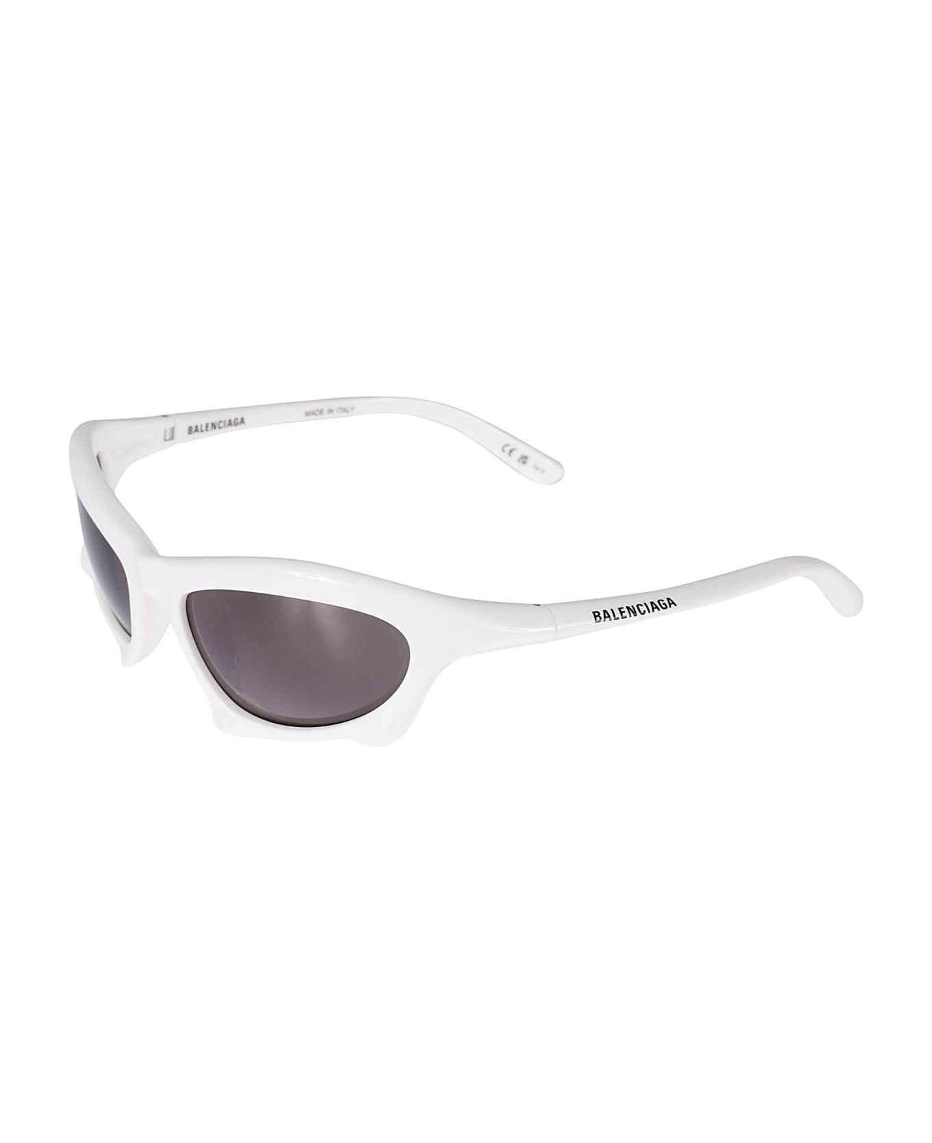 Balenciaga Eyewear Logo Sided Cat Eye Sunglasses - White/Grey サングラス