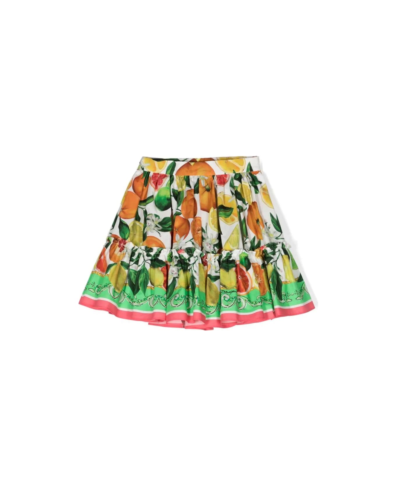 Dolce & Gabbana Miniskirt With Orange And Lemon Print - Multicolour ボトムス